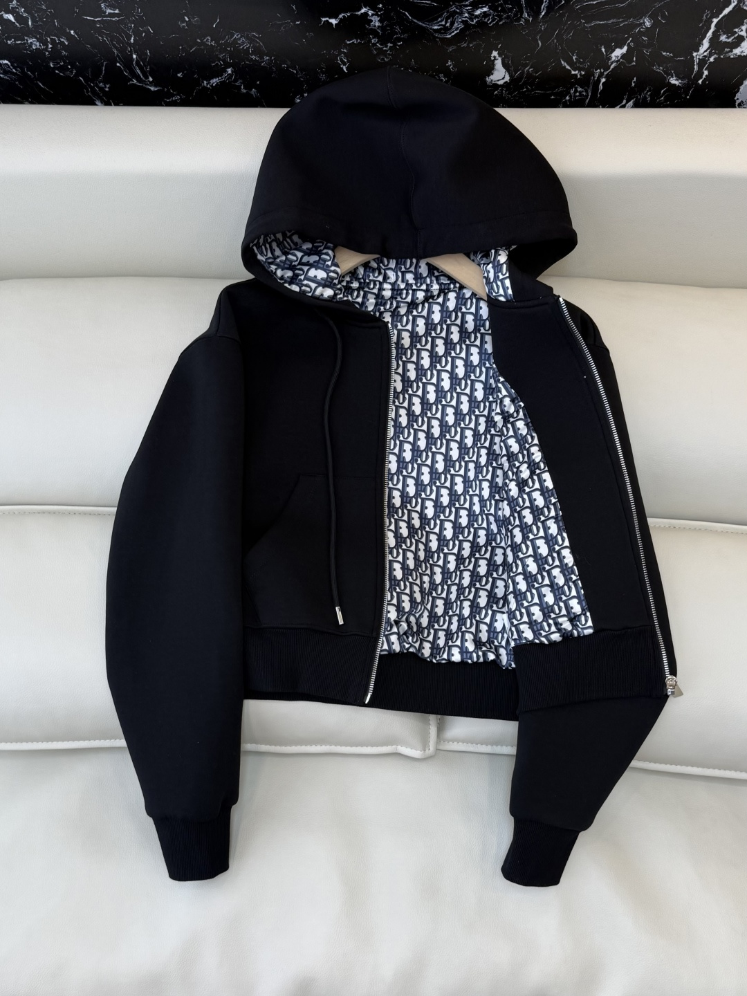 CX0178#新款套装💕Dior 老花logo 拉链卫衣外套➕长裤套装 灰色 黑色 SML