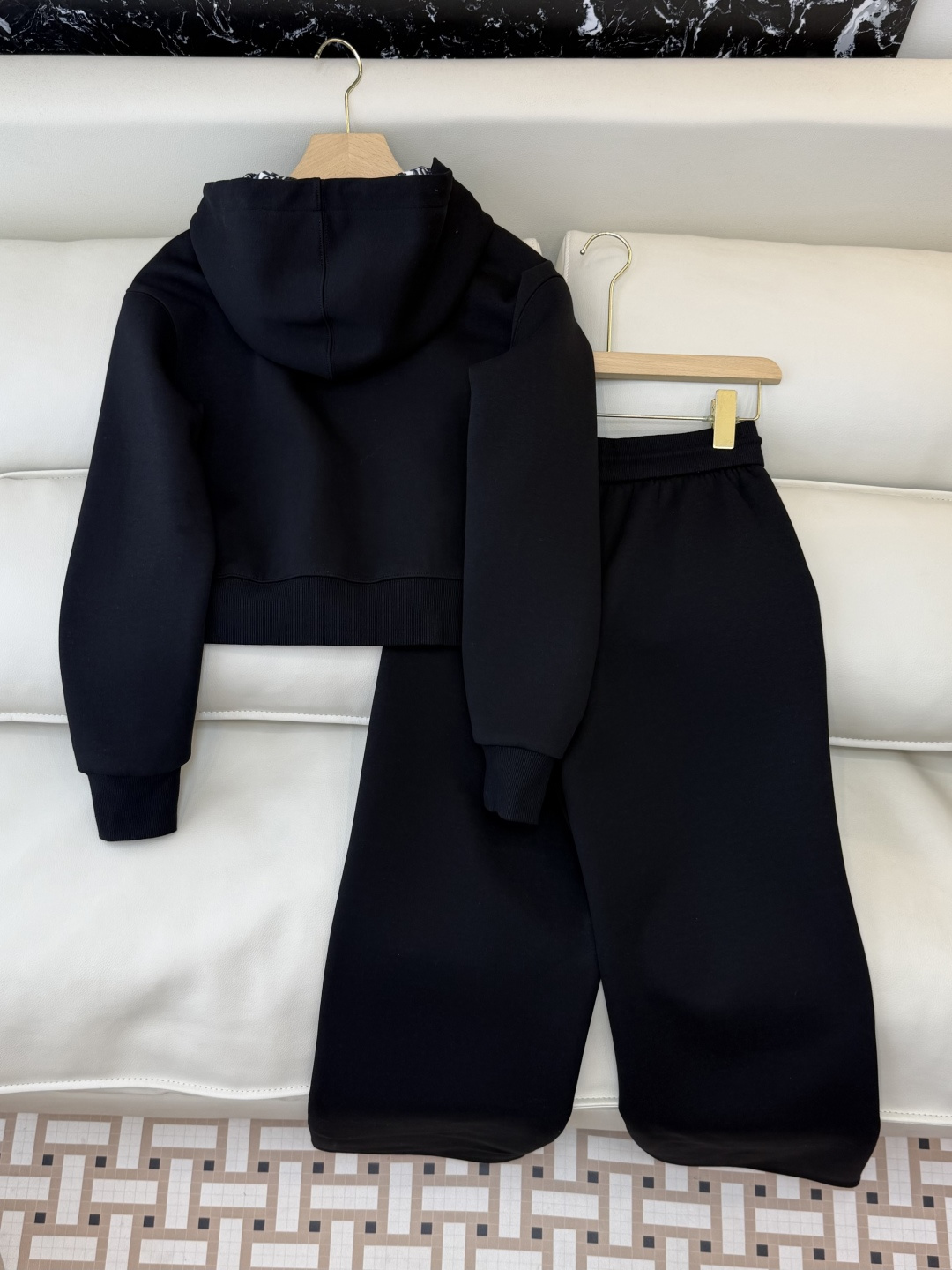 CX0178#新款套装💕Dior 老花logo 拉链卫衣外套➕长裤套装 灰色 黑色 SML