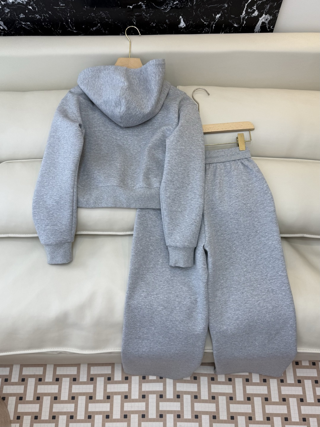 CX0178#新款套装💕Dior 老花logo 拉链卫衣外套➕长裤套装 灰色 黑色 SML