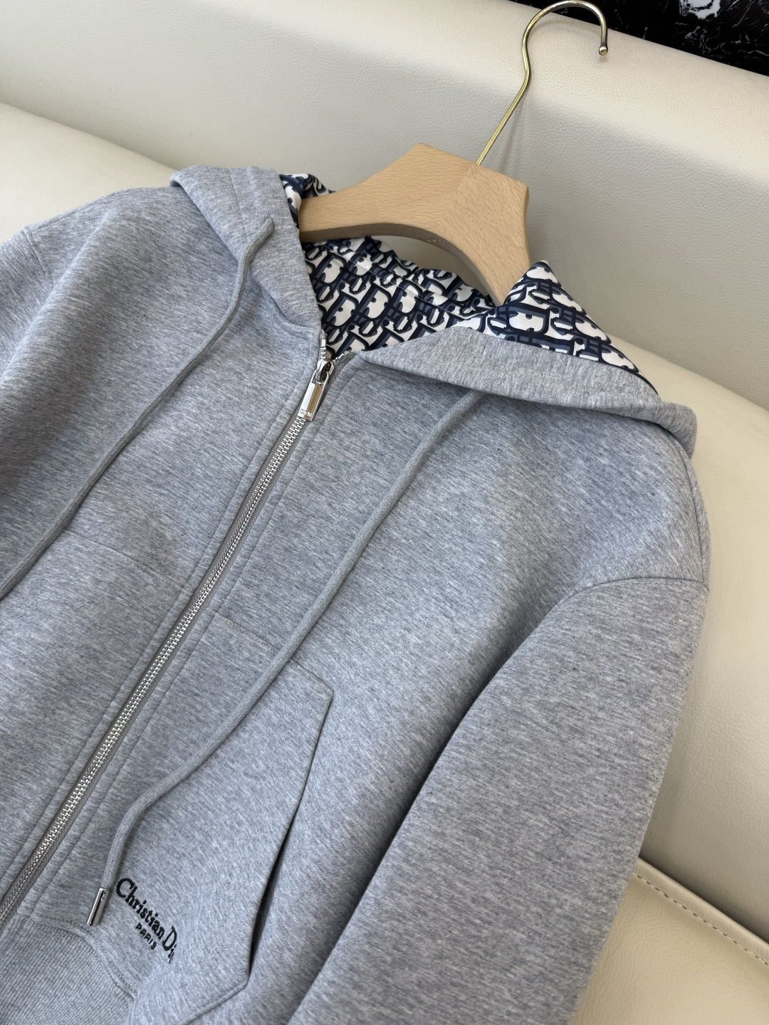 CX0178#新款套装💕Dior 老花logo 拉链卫衣外套➕长裤套装 灰色 黑色 SML