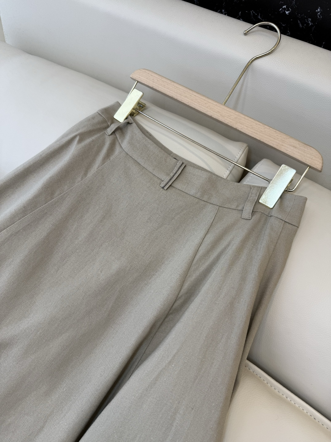 LZ26009#新款半裙💕BC 28%亚麻 大摆长半裙 白色 杏色 SM L