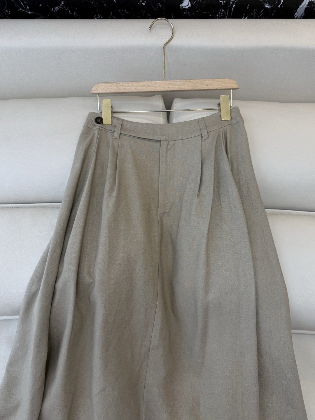 LZ26009#新款半裙💕BC 28%亚麻 大摆长半裙 白色 杏色 SM L