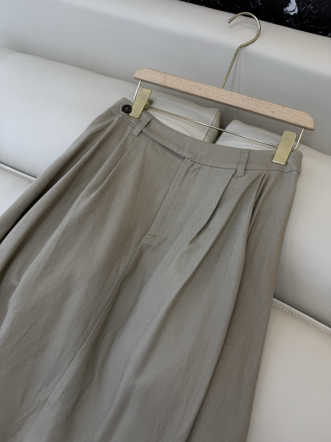 LZ26009#新款半裙💕BC 28%亚麻 大摆长半裙 白色 杏色 SM L