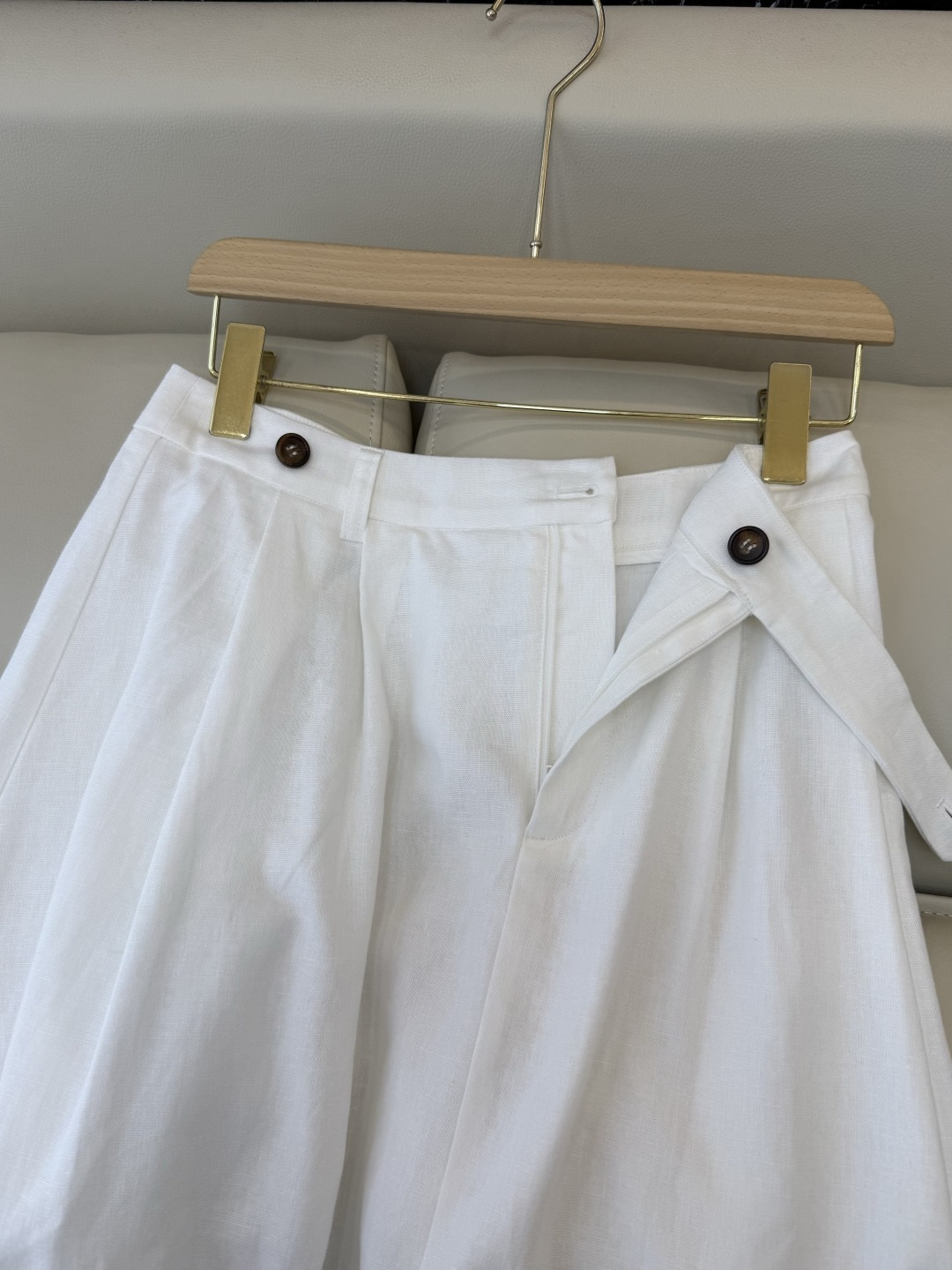 LZ26009#新款半裙💕BC 28%亚麻 大摆长半裙 白色 杏色 SM L