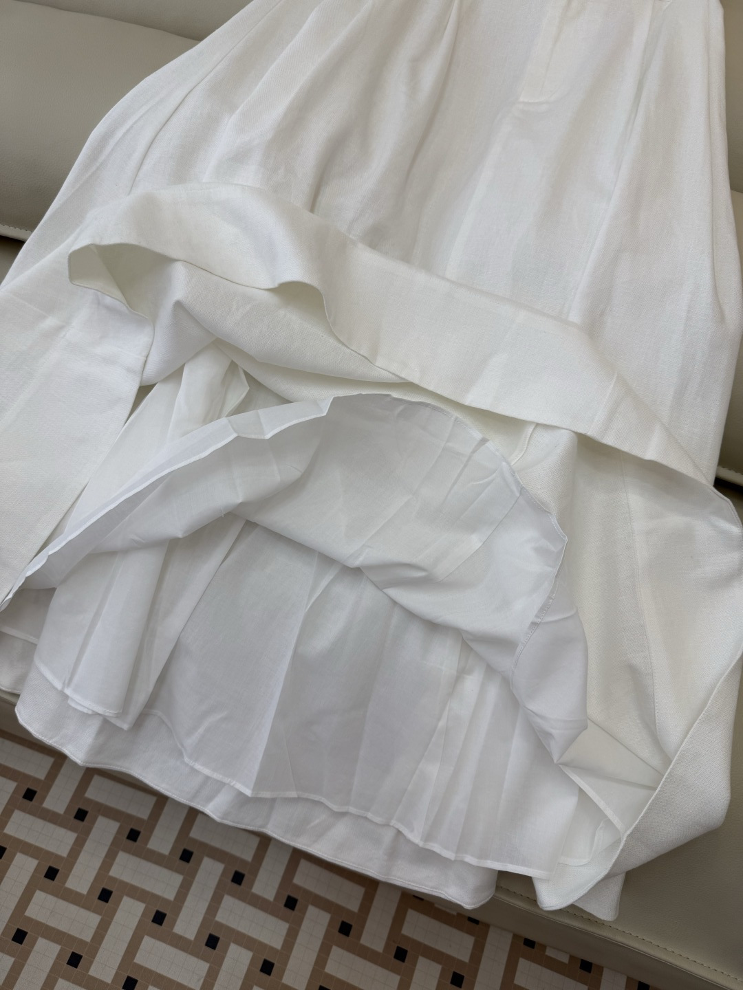 LZ26009#新款半裙💕BC 28%亚麻 大摆长半裙 白色 杏色 SM L