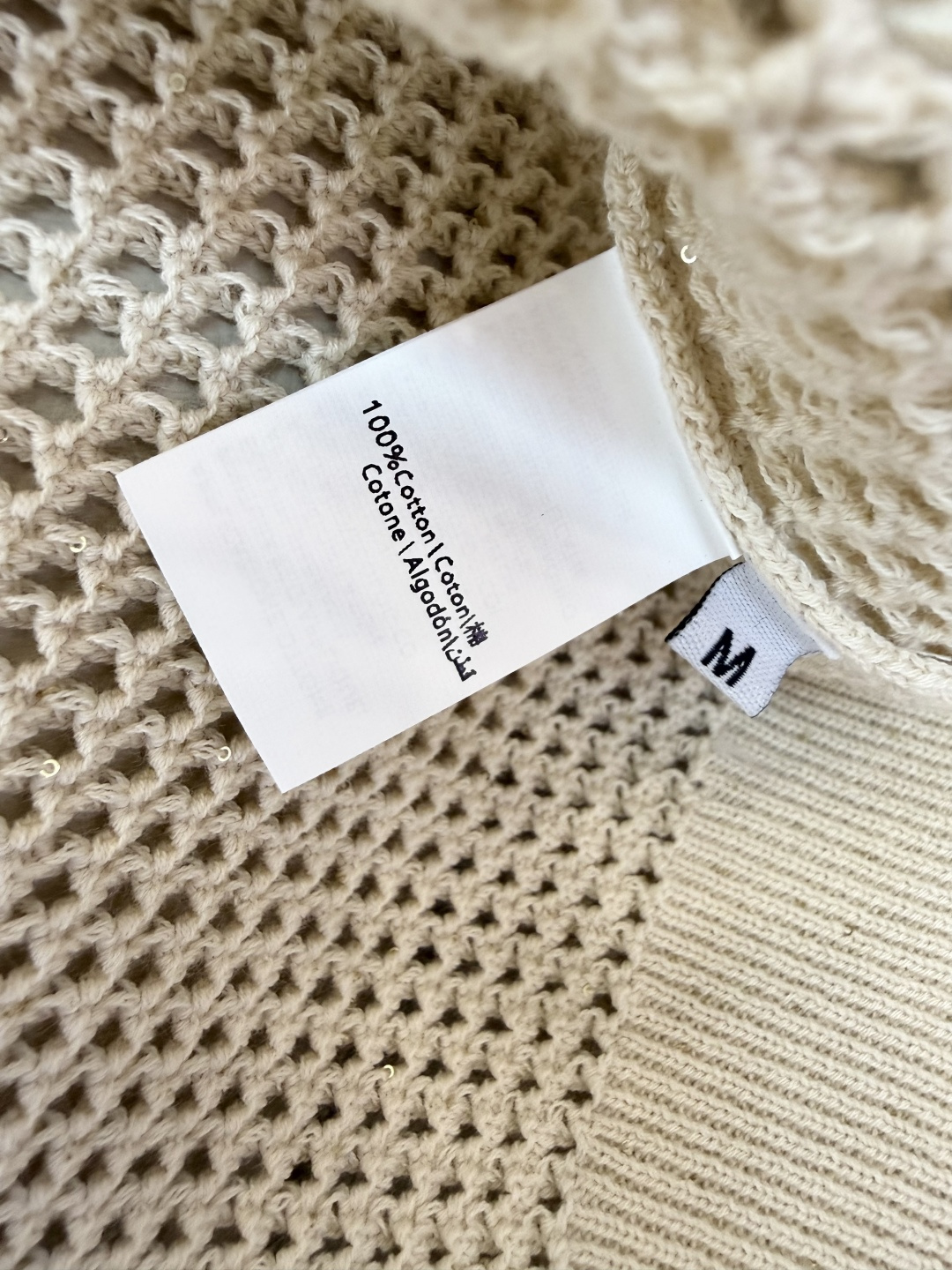 LZM26003#新款针织衫💕BC 最新款短袖拉链镂空设计针织 米色 SML