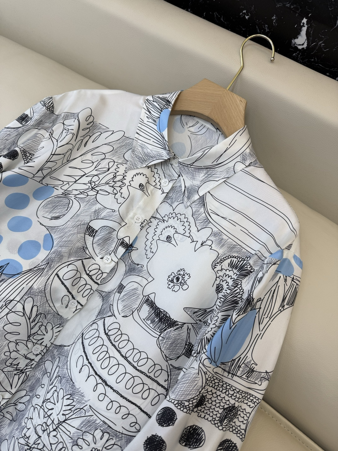 BS1073#新款衬衫💕Max mara 写意印花 100% 斜纹真丝印花长袖衬衫 36-42