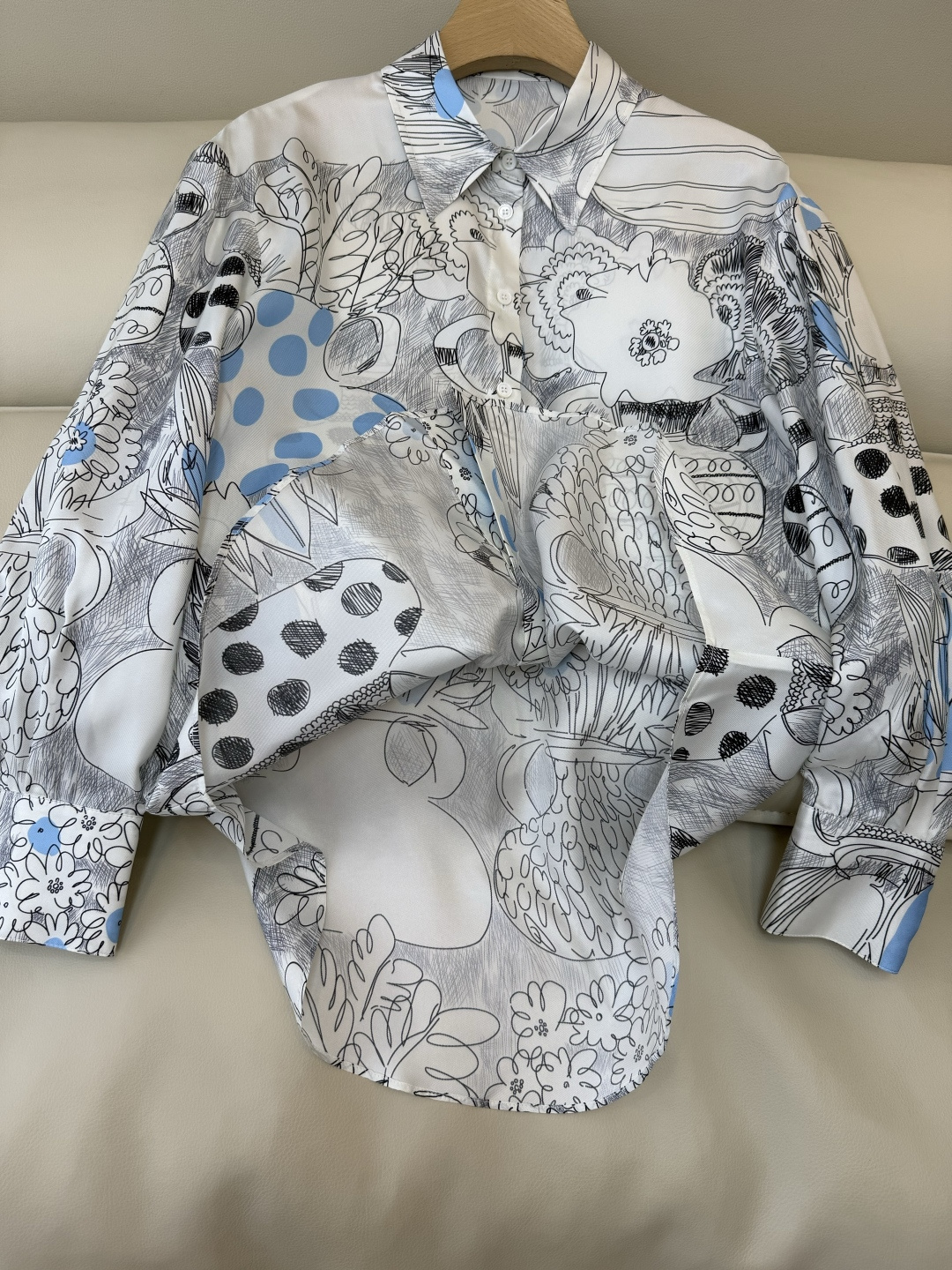 BS1073#新款衬衫💕Max mara 写意印花 100% 斜纹真丝印花长袖衬衫 36-42