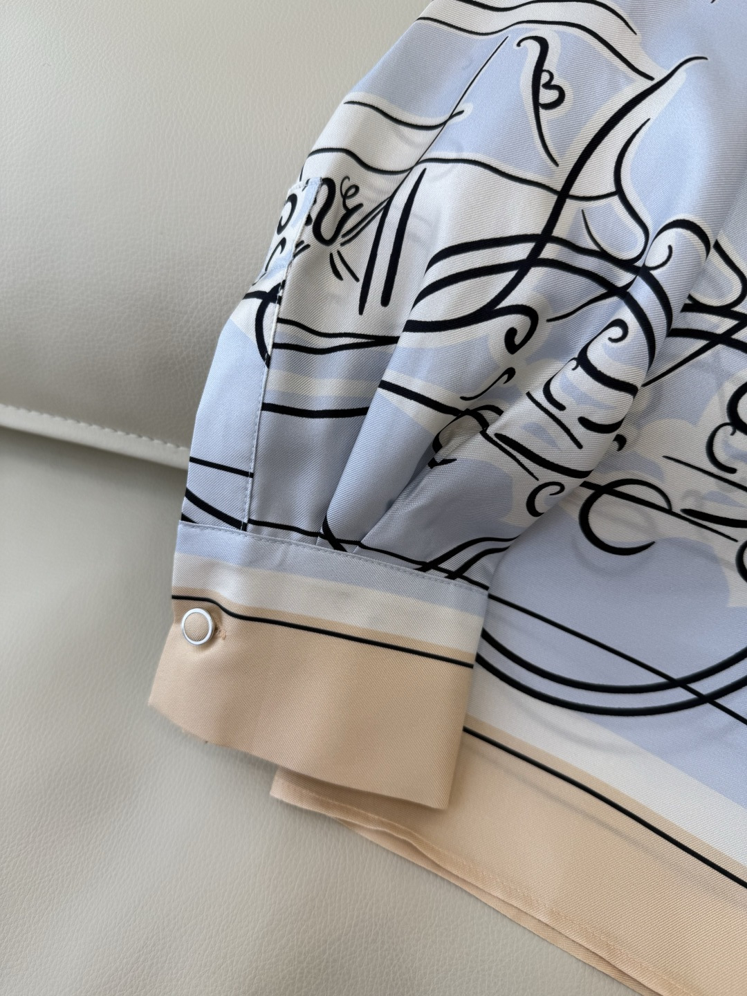 BS1079#新款衬衫💕H家 爱马仕 真丝定位印花长袖衬衫 蓝色 36-42