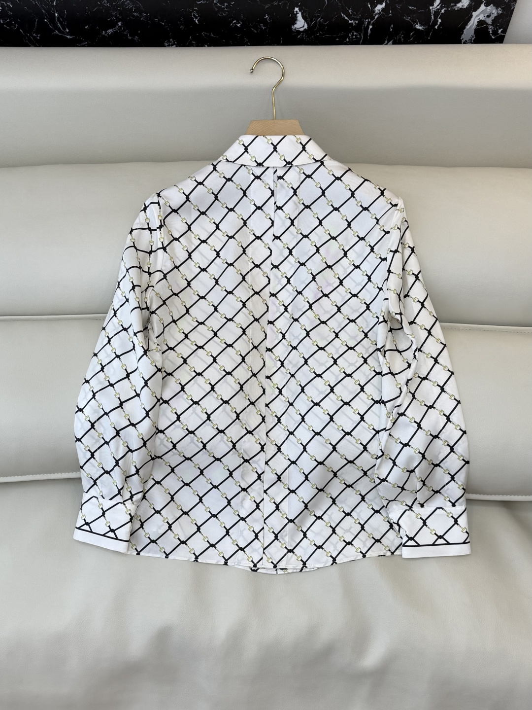 BS1078#新款衬衫💕gucci 100% 真丝 马蹄扣印花衬衫 上衣 36-42