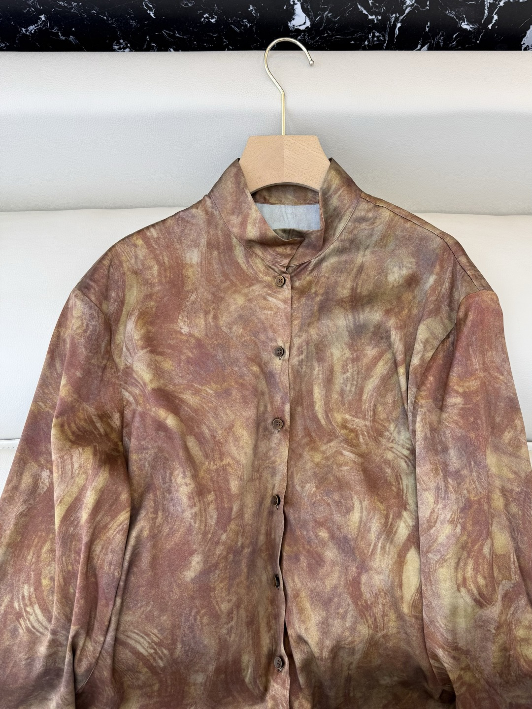 BS1067#新款衬衫💕东方古韵 92% 真丝印花长袖衬衫 S-XL