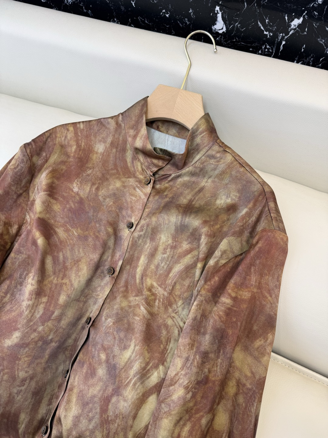 BS1067#新款衬衫💕东方古韵 92% 真丝印花长袖衬衫 S-XL