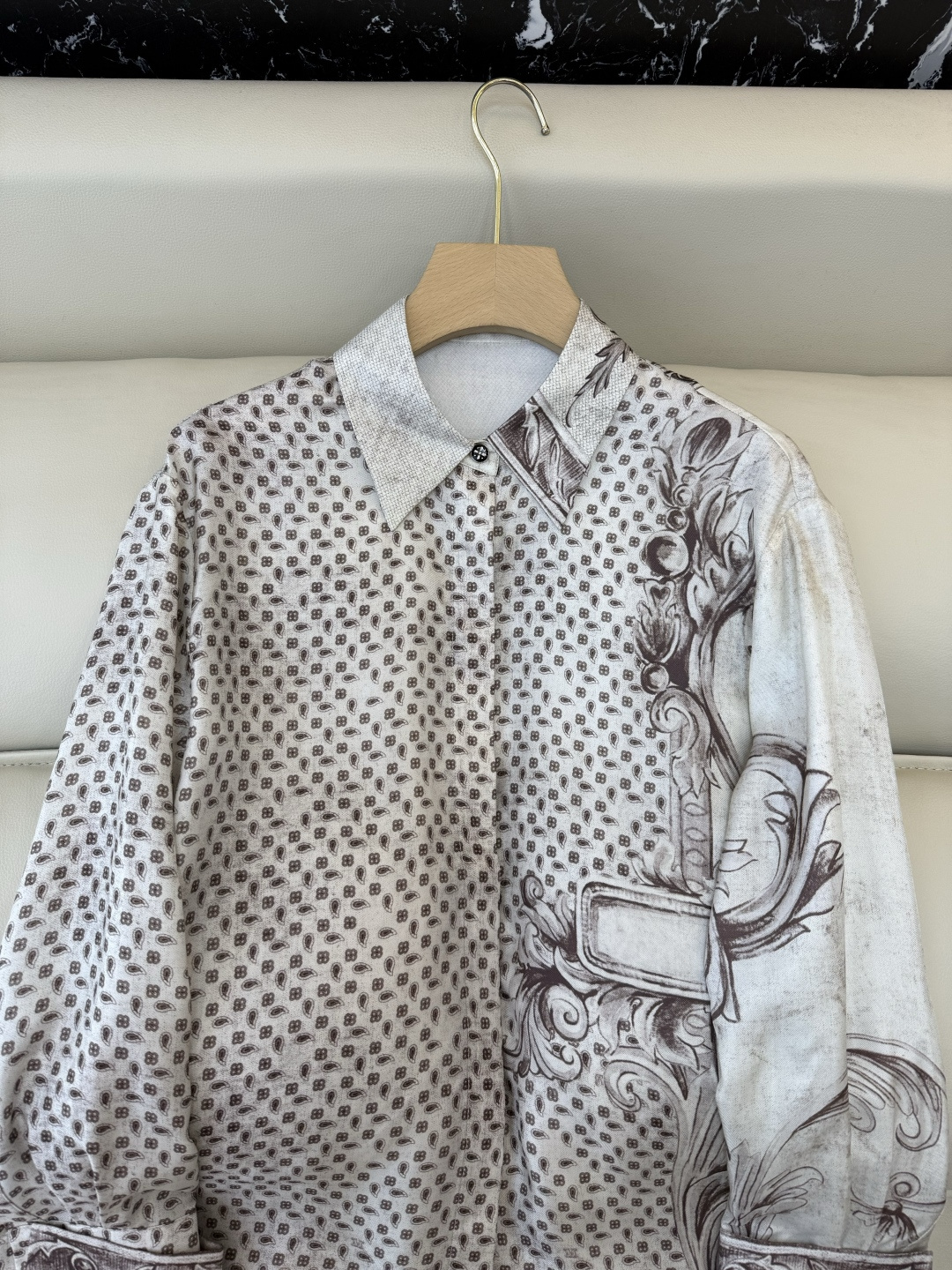 BS1086#新款衬衫💕Max mara 定位印花 100% 斜纹真丝印花长袖衬衫 36-42