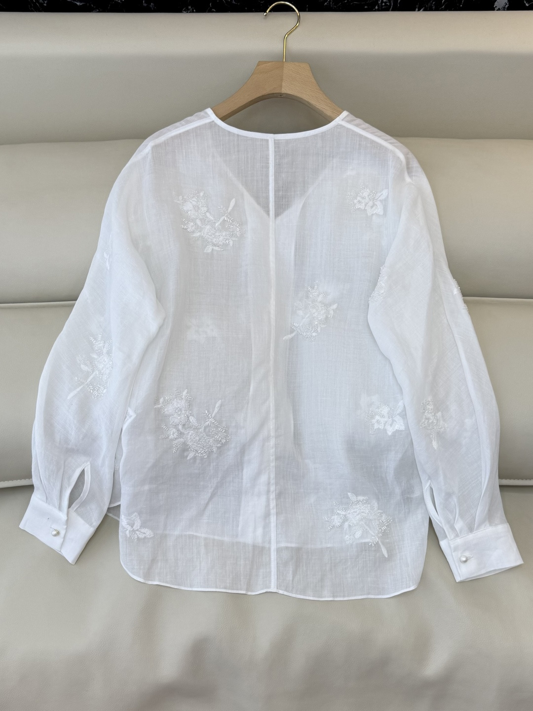 SY010#新款衬衫‼️zimm* 100%亚麻 珠片刺绣上衣 白色 藏青色 SMLXL