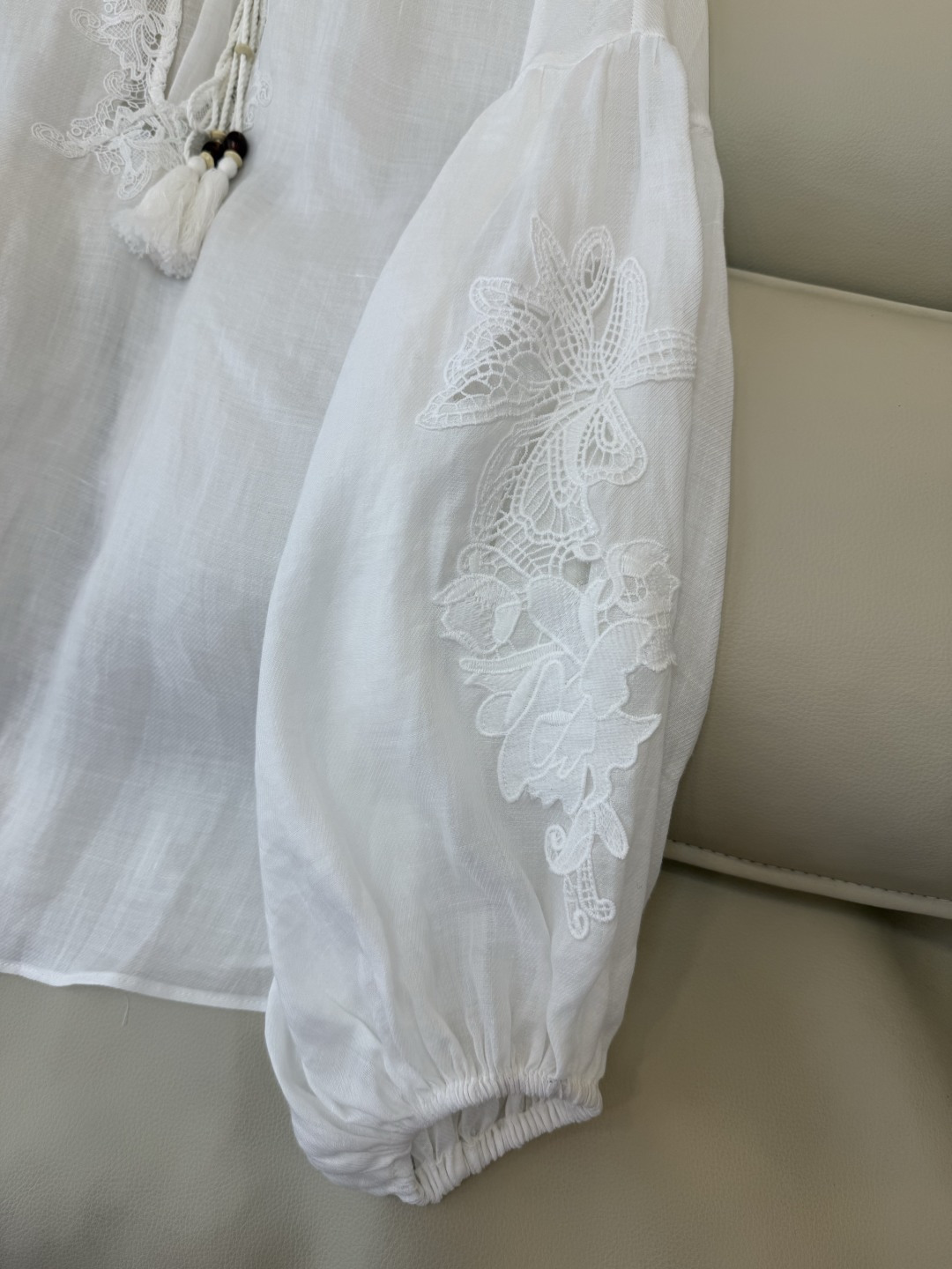 SY011#新款衬衫‼️zimm* 100%亚麻 刺绣上衣 度假风白色 SMLXL