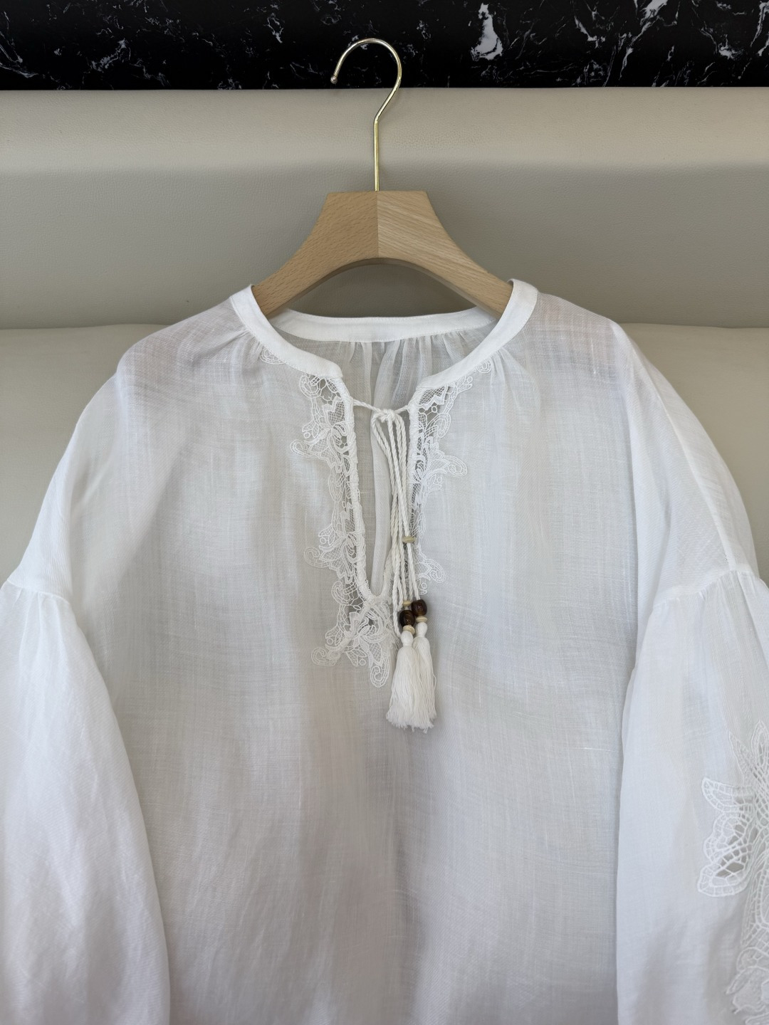 SY011#新款衬衫‼️zimm* 100%亚麻 刺绣上衣 度假风白色 SMLXL