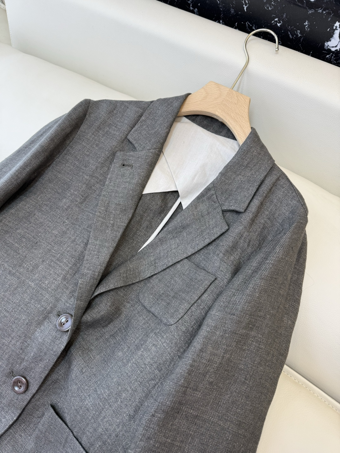 SY013#新款西装🌾超级百搭款 100% 亚麻 西装外套 咖灰色 杏白色 SMLXL