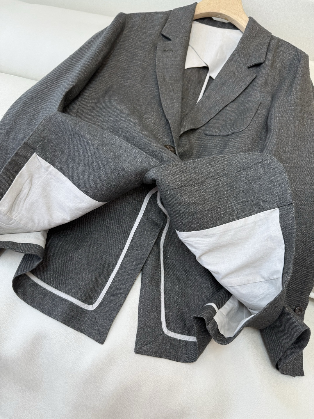 SY013#新款西装🌾超级百搭款 100% 亚麻 西装外套 咖灰色 杏白色 SMLXL