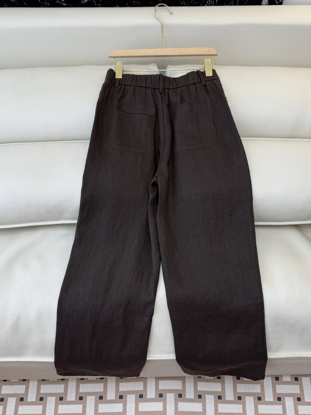 SY012#新款裤子P超级百搭款 100% 亚麻 显瘦长裤 咖色 绿色 白色 SMLXL