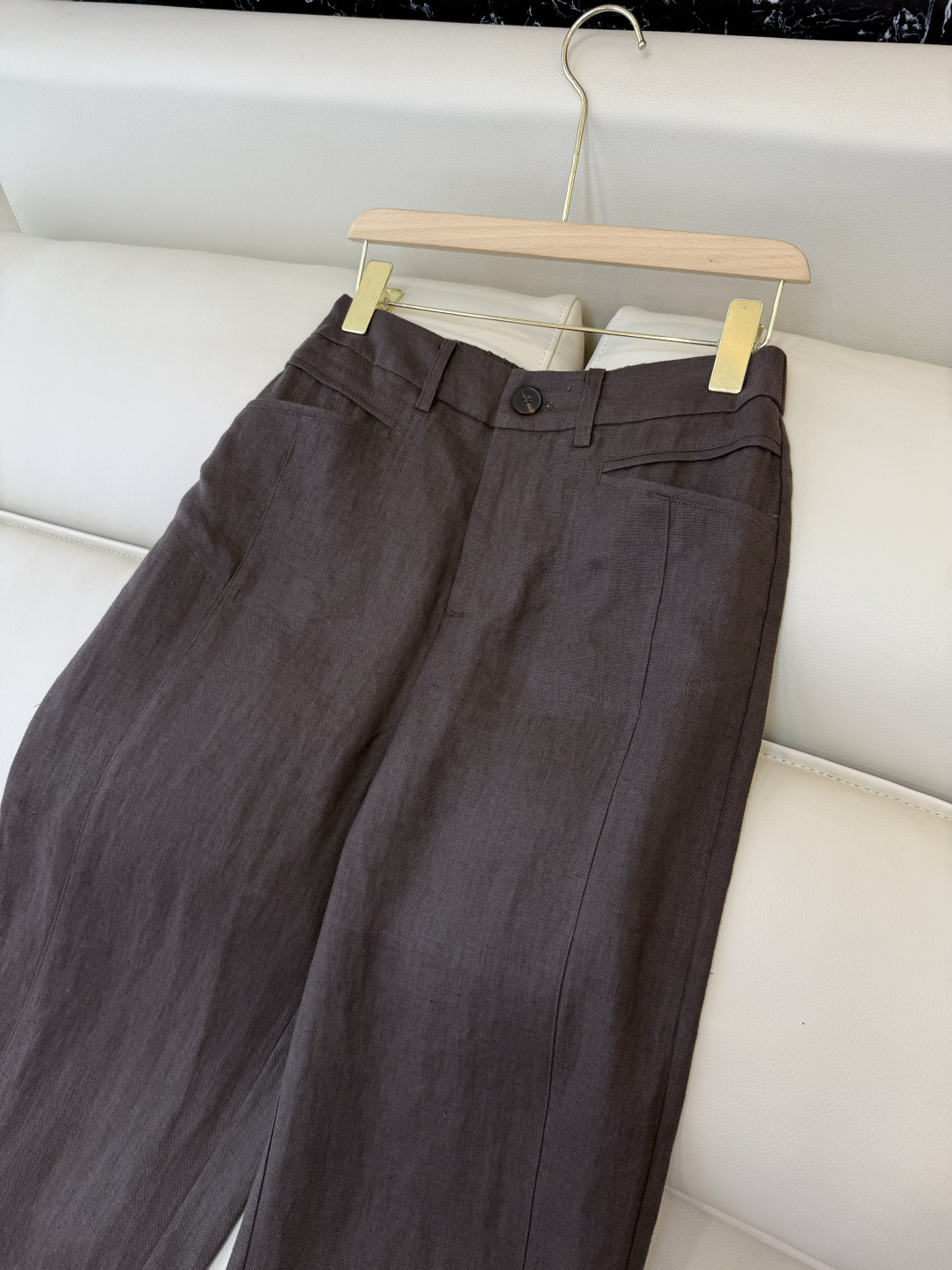 SY012#新款裤子P超级百搭款 100% 亚麻 显瘦长裤 咖色 绿色 白色 SMLXL