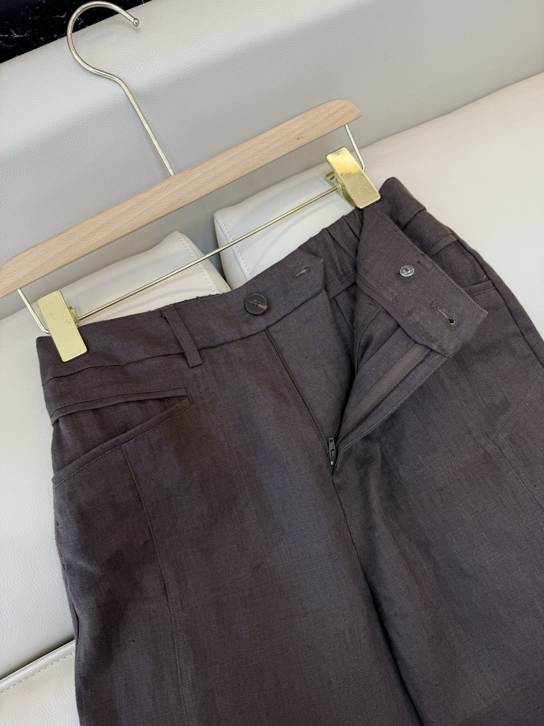 SY012#新款裤子P超级百搭款 100% 亚麻 显瘦长裤 咖色 绿色 白色 SMLXL