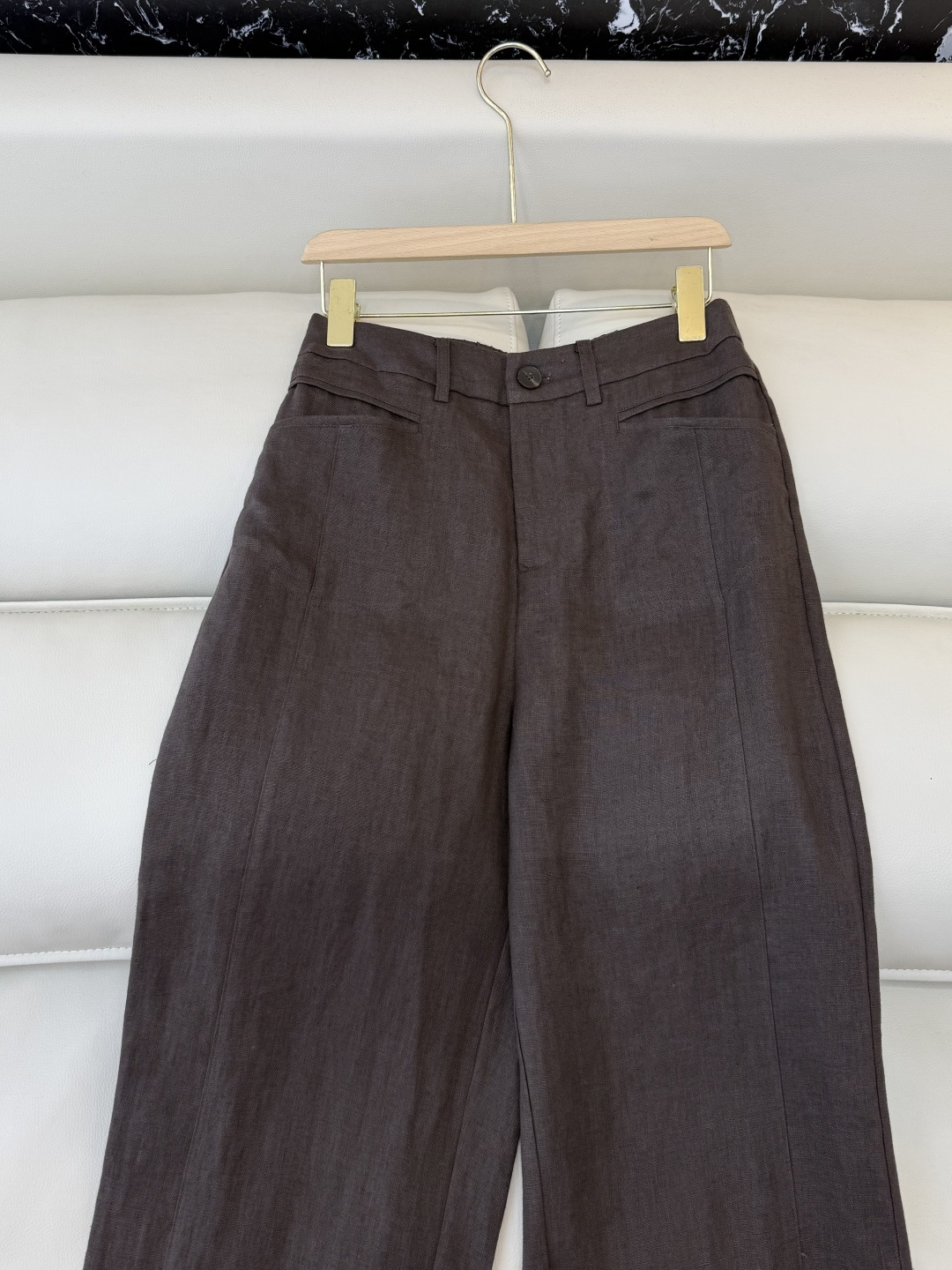 SY012#新款裤子P超级百搭款 100% 亚麻 显瘦长裤 咖色 绿色 白色 SMLXL