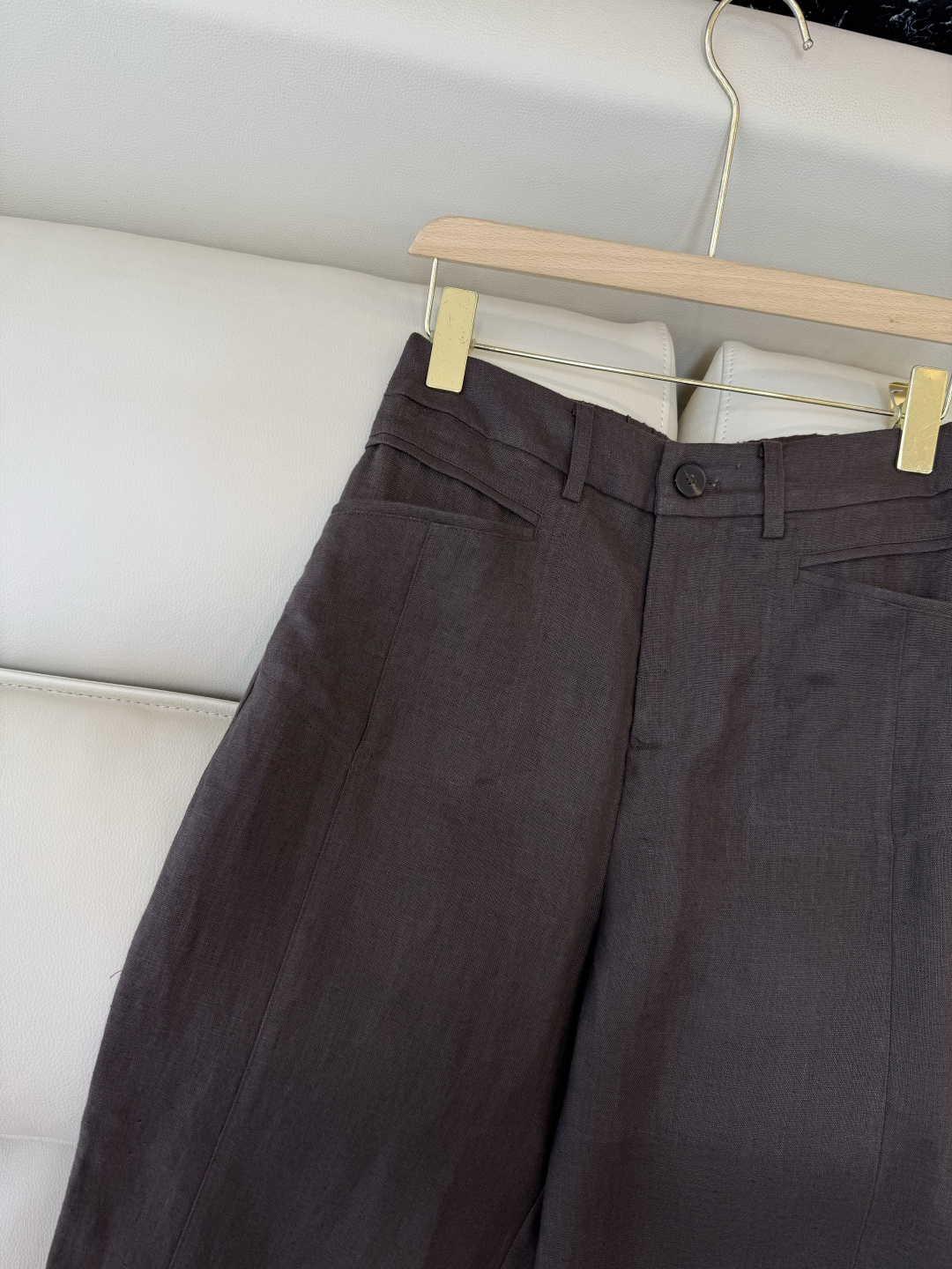 SY012#新款裤子P超级百搭款 100% 亚麻 显瘦长裤 咖色 绿色 白色 SMLXL