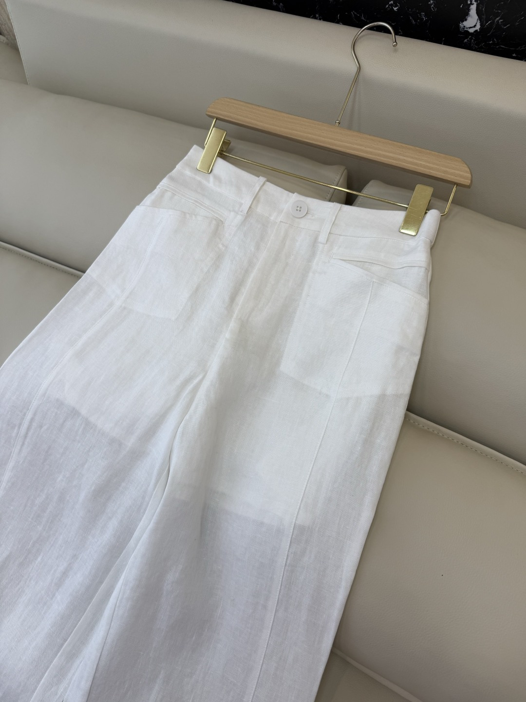 SY012#新款裤子P超级百搭款 100% 亚麻 显瘦长裤 咖色 绿色 白色 SMLXL