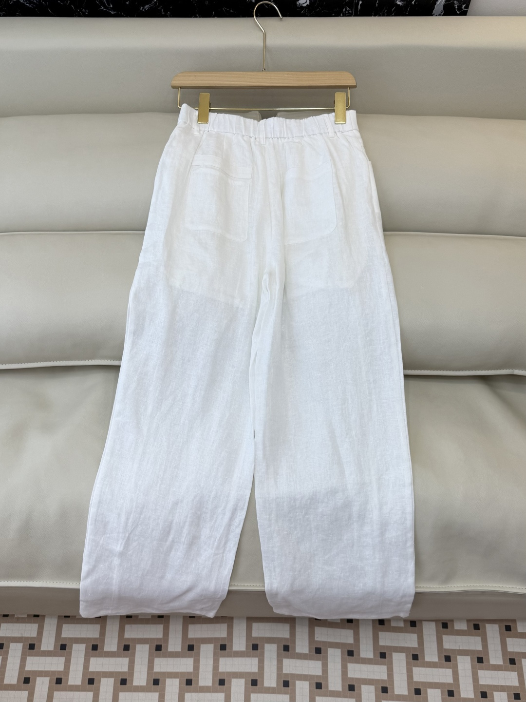 SY012#新款裤子P超级百搭款 100% 亚麻 显瘦长裤 咖色 绿色 白色 SMLXL