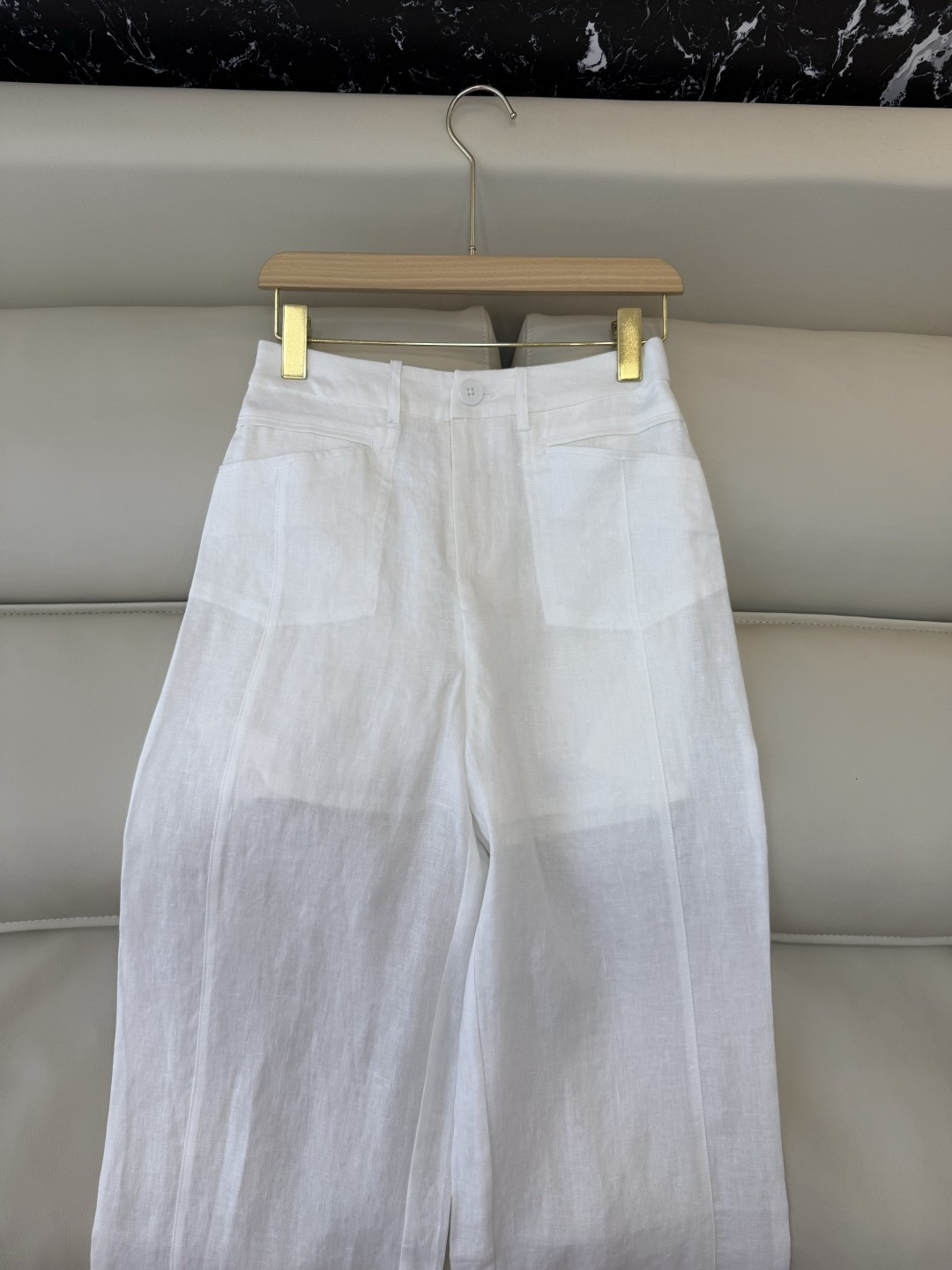 SY012#新款裤子P超级百搭款 100% 亚麻 显瘦长裤 咖色 绿色 白色 SMLXL