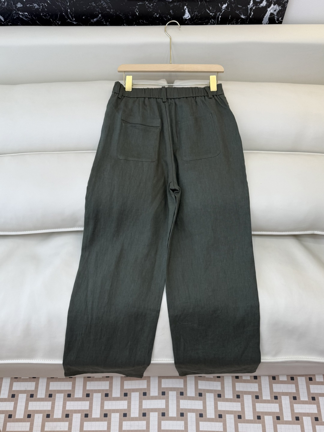SY012#新款裤子P超级百搭款 100% 亚麻 显瘦长裤 咖色 绿色 白色 SMLXL