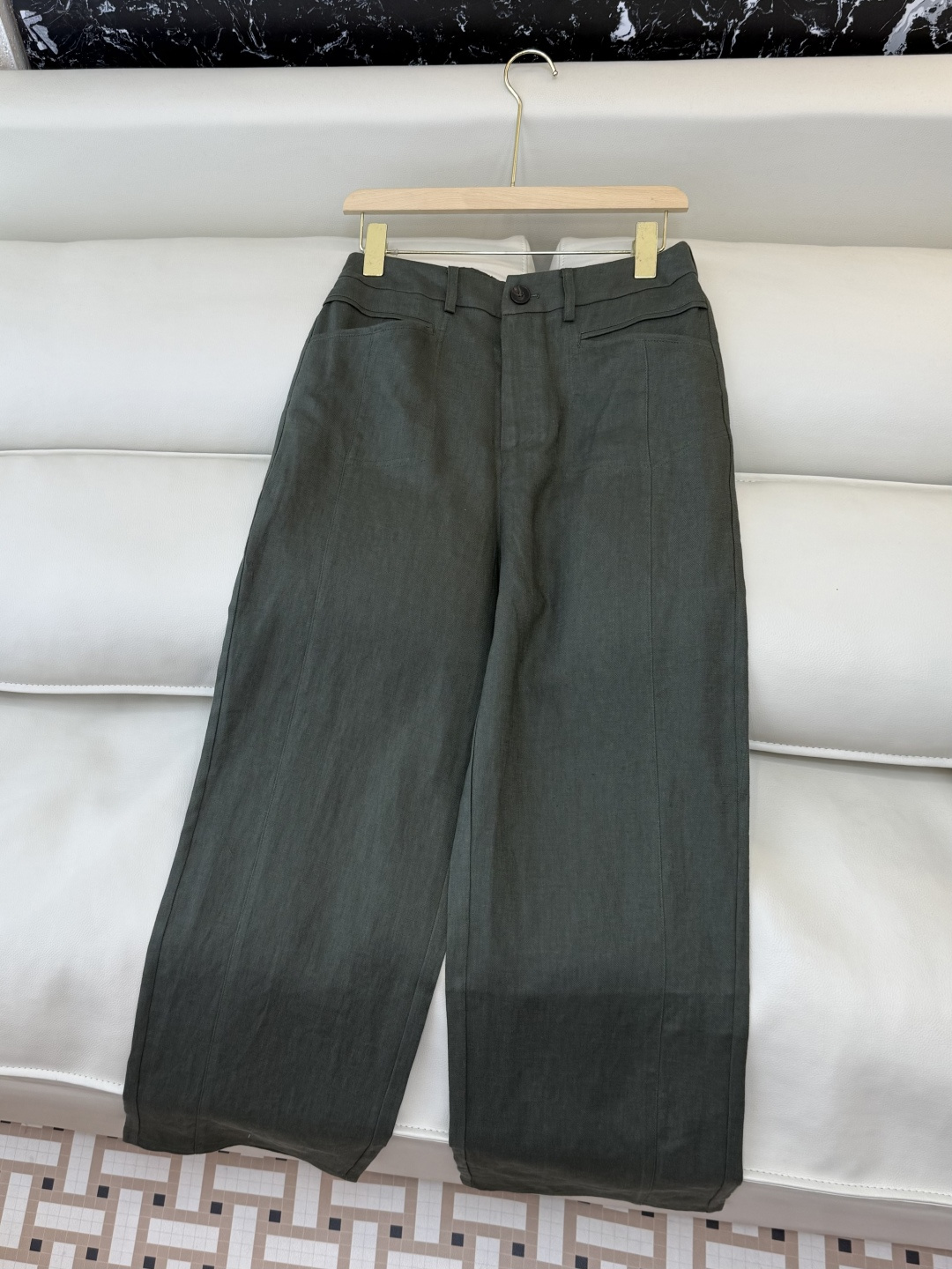 SY012#新款裤子P超级百搭款 100% 亚麻 显瘦长裤 咖色 绿色 白色 SMLXL