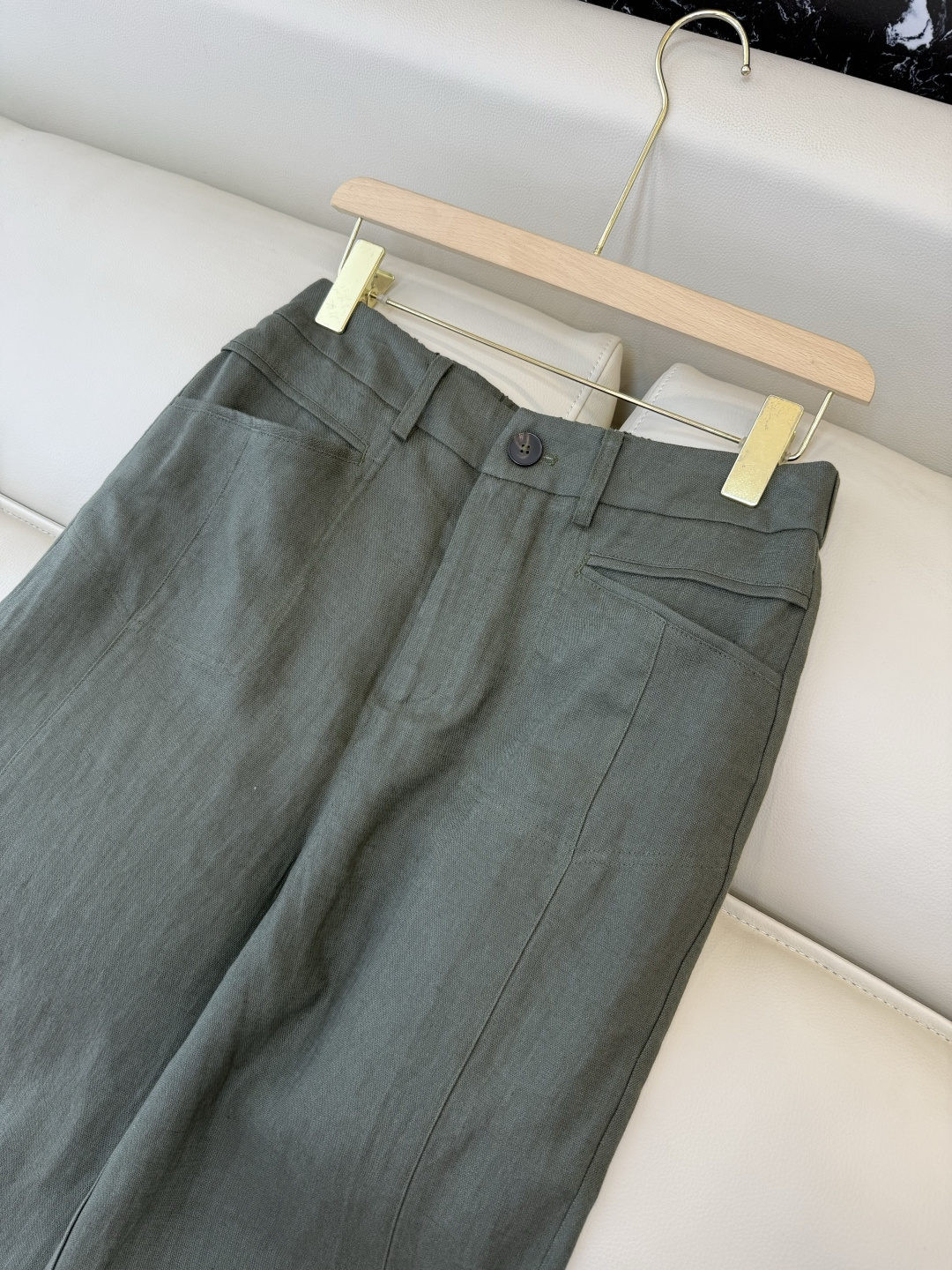 SY012#新款裤子P超级百搭款 100% 亚麻 显瘦长裤 咖色 绿色 白色 SMLXL