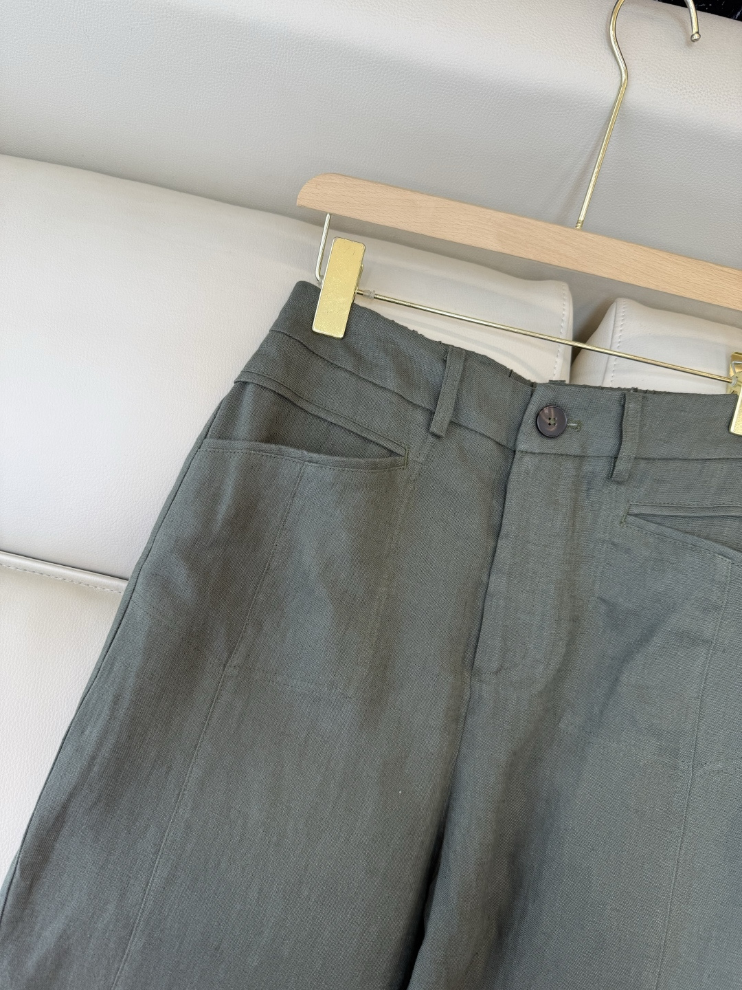 SY012#新款裤子P超级百搭款 100% 亚麻 显瘦长裤 咖色 绿色 白色 SMLXL