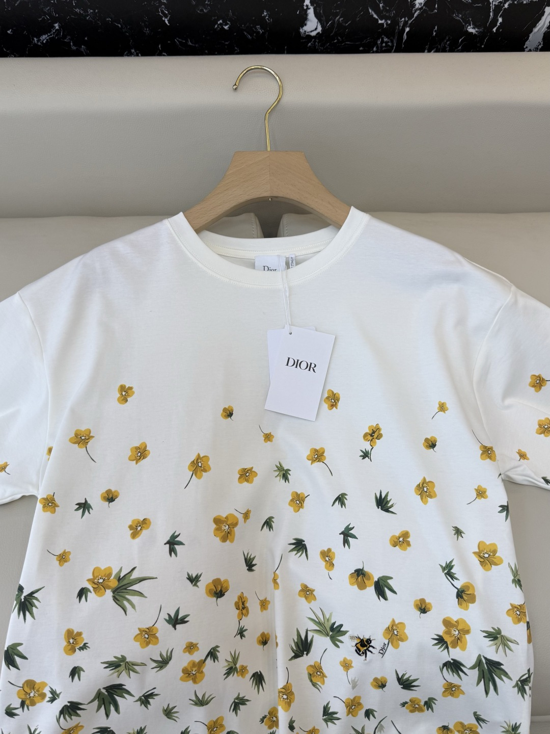 QG0150#新款T恤⚠️特批190‼️dior 小蜜蜂印花 🐝刺绣 85%棉 15% 亚麻 短袖T恤 