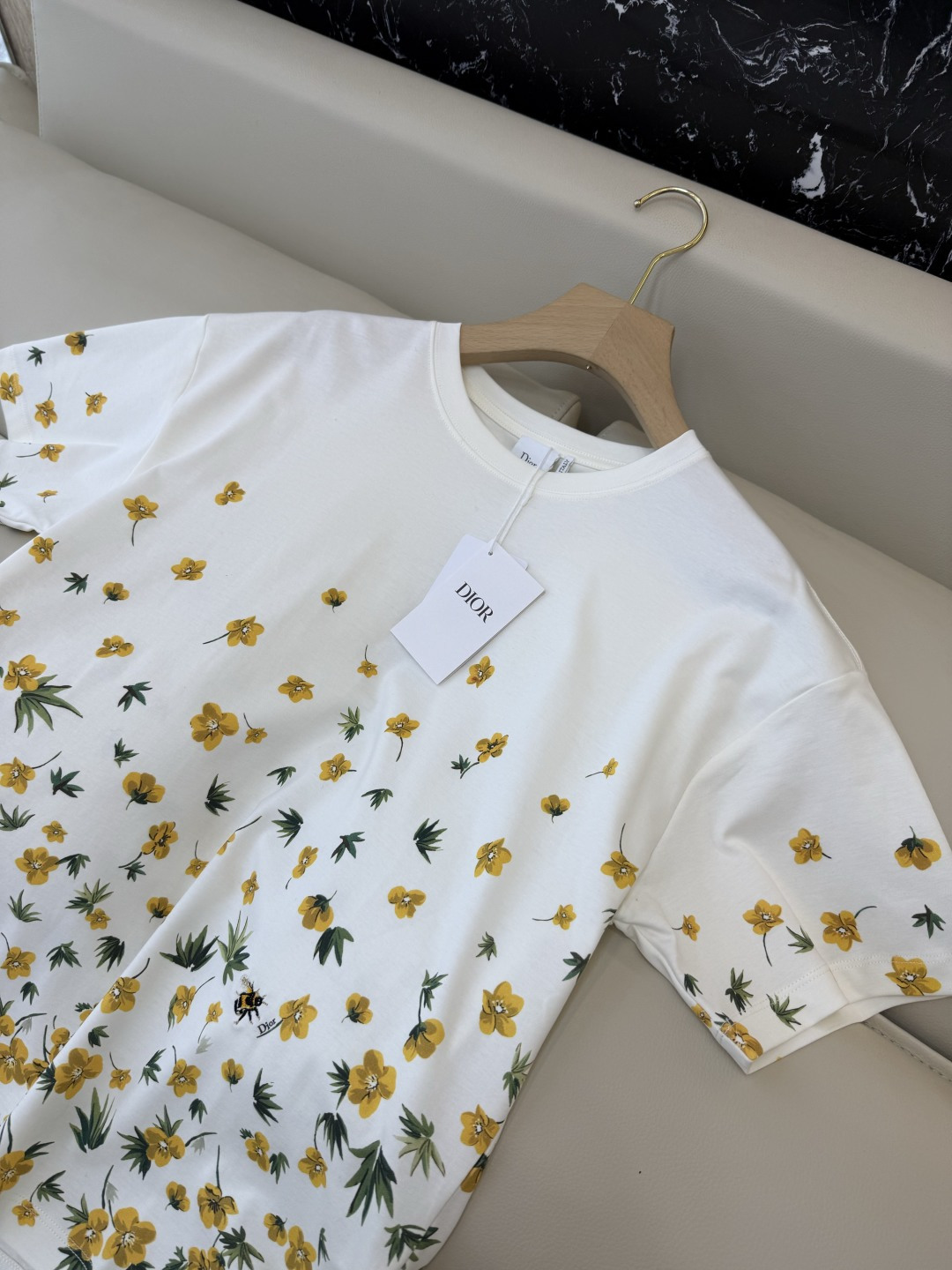 QG0150#新款T恤⚠️特批190‼️dior 小蜜蜂印花 🐝刺绣 85%棉 15% 亚麻 短袖T恤 