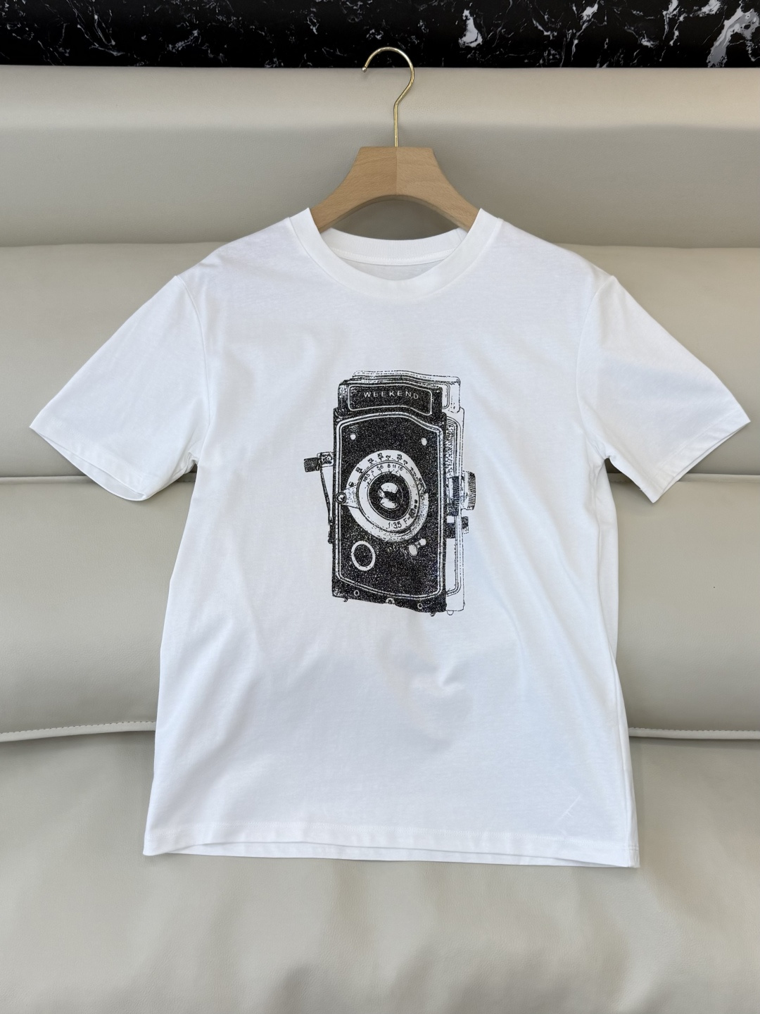 NO:717641,CK055# factory special Max weekend printed camera nostalgic short-sleeved T-shirt SML,,T-shirt,tees,t-shirt,19860909CK055#工厂特 Max weekend 印花相机 怀旧 短袖T恤 SML,,T-shirt,tees，t-shirt,,Women's clothing