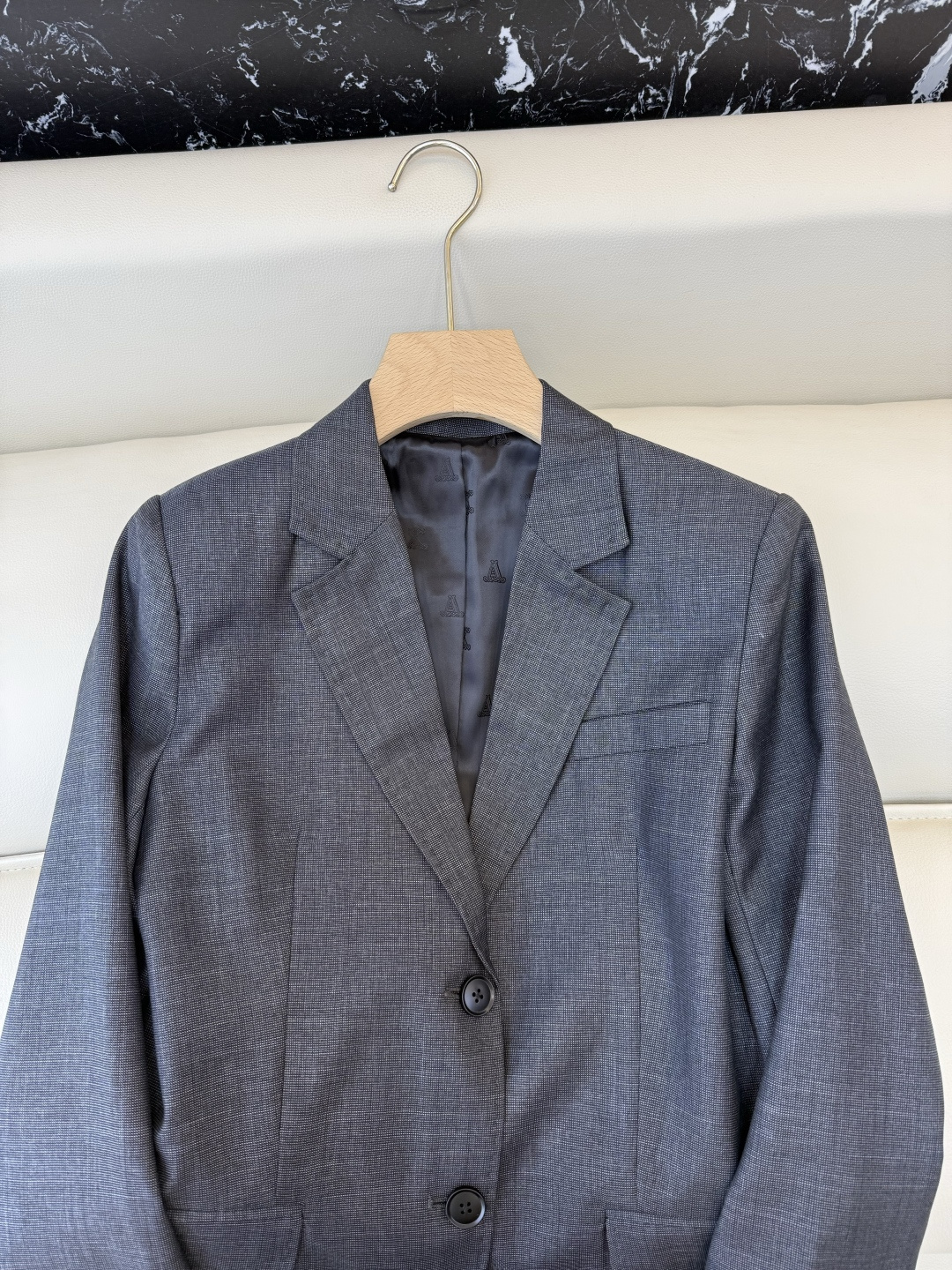 TF101#新款套装🌾Max mara 60% 羊毛 长袖西装外套 ➕长裤 套装 灰蓝色 藕色 36/3