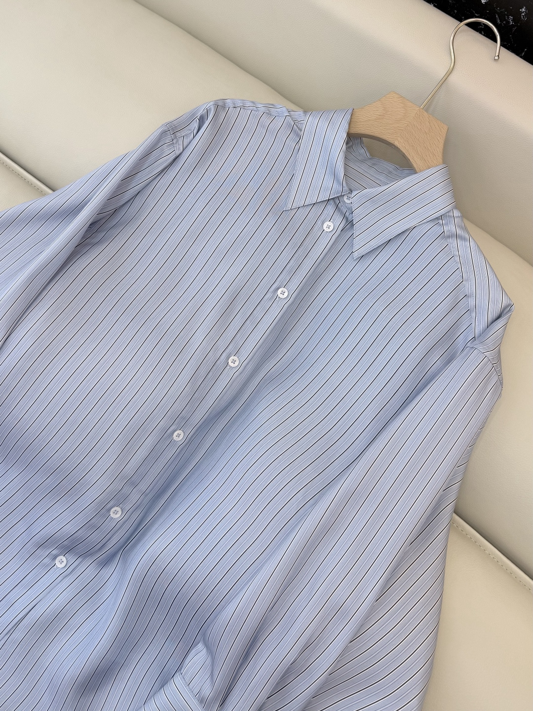 QD8005+8009#新款套装🌾Toteme 100% 真丝 桑蚕丝 条纹印花长袖衬衫➕抽带 真丝半裙