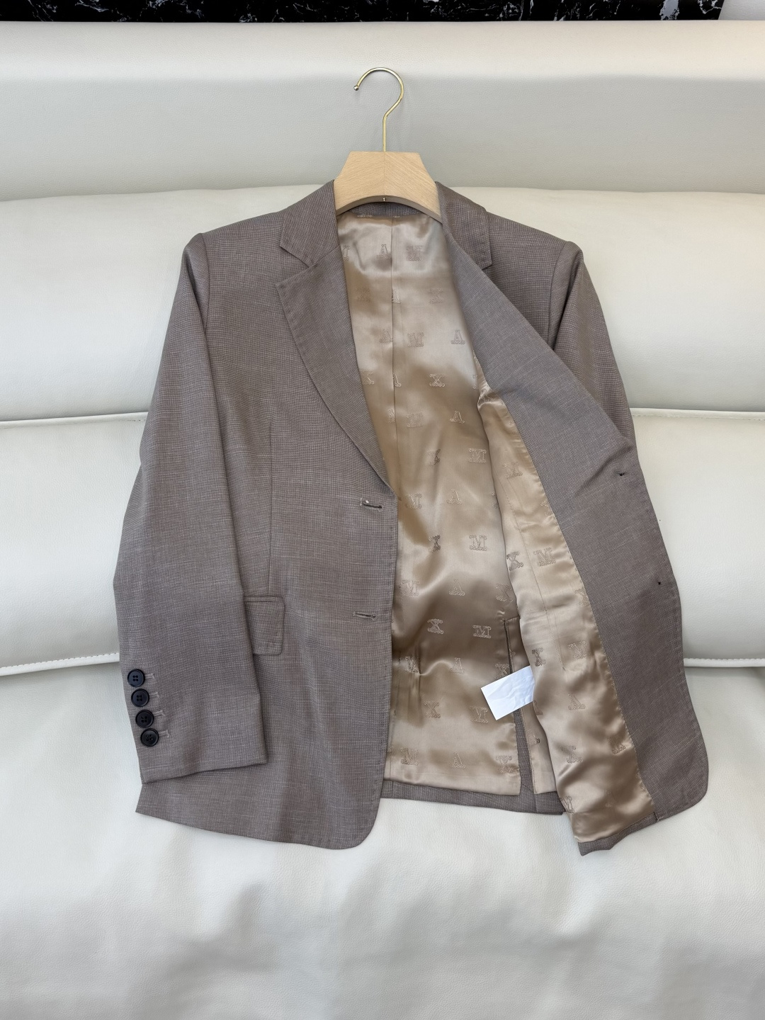 TF101#新款套装🌾Max mara 60% 羊毛 长袖西装外套 ➕长裤 套装 灰蓝色 藕色 36/3