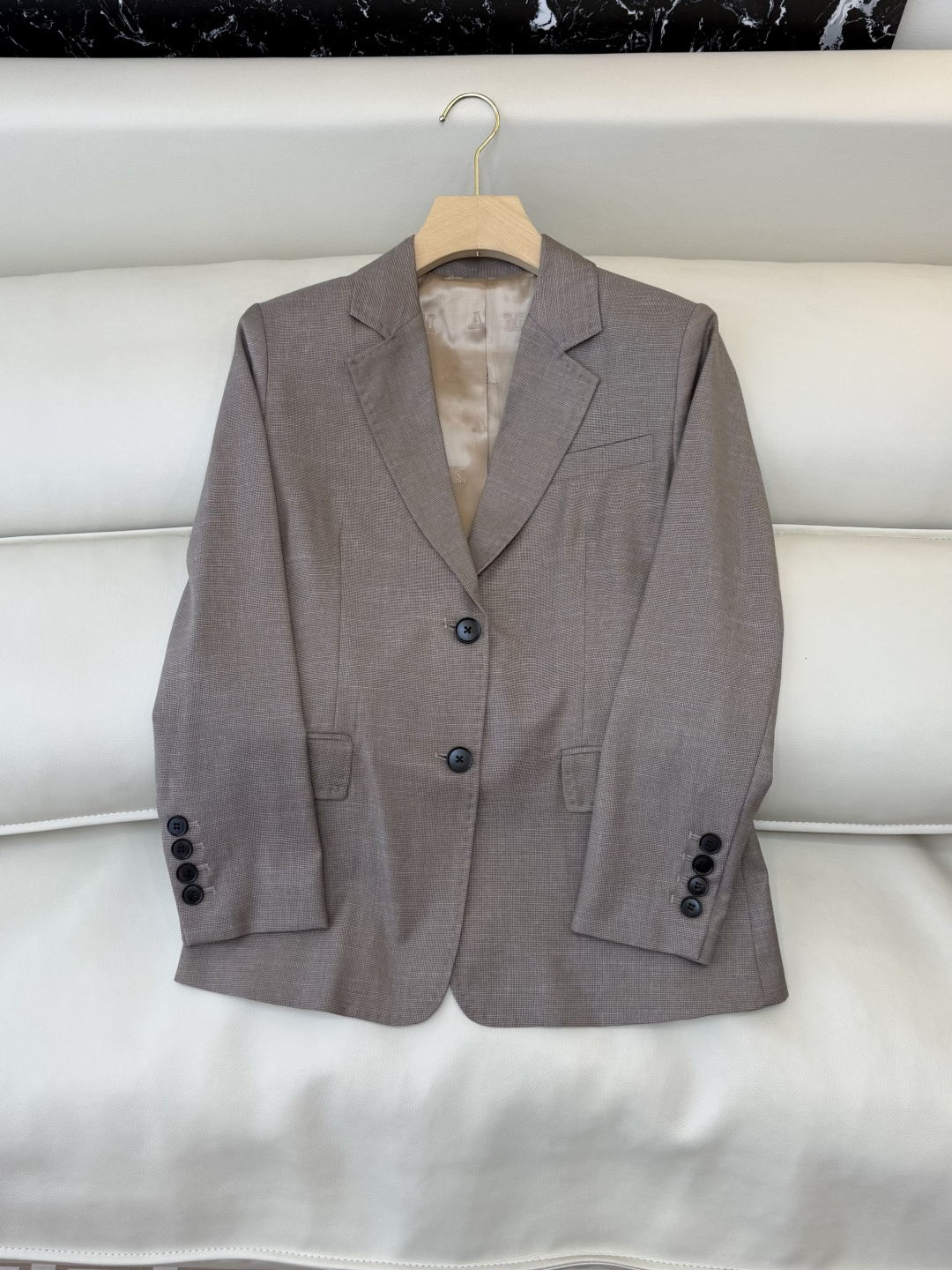 TF101#新款套装🌾Max mara 60% 羊毛 长袖西装外套 ➕长裤 套装 灰蓝色 藕色 36/3