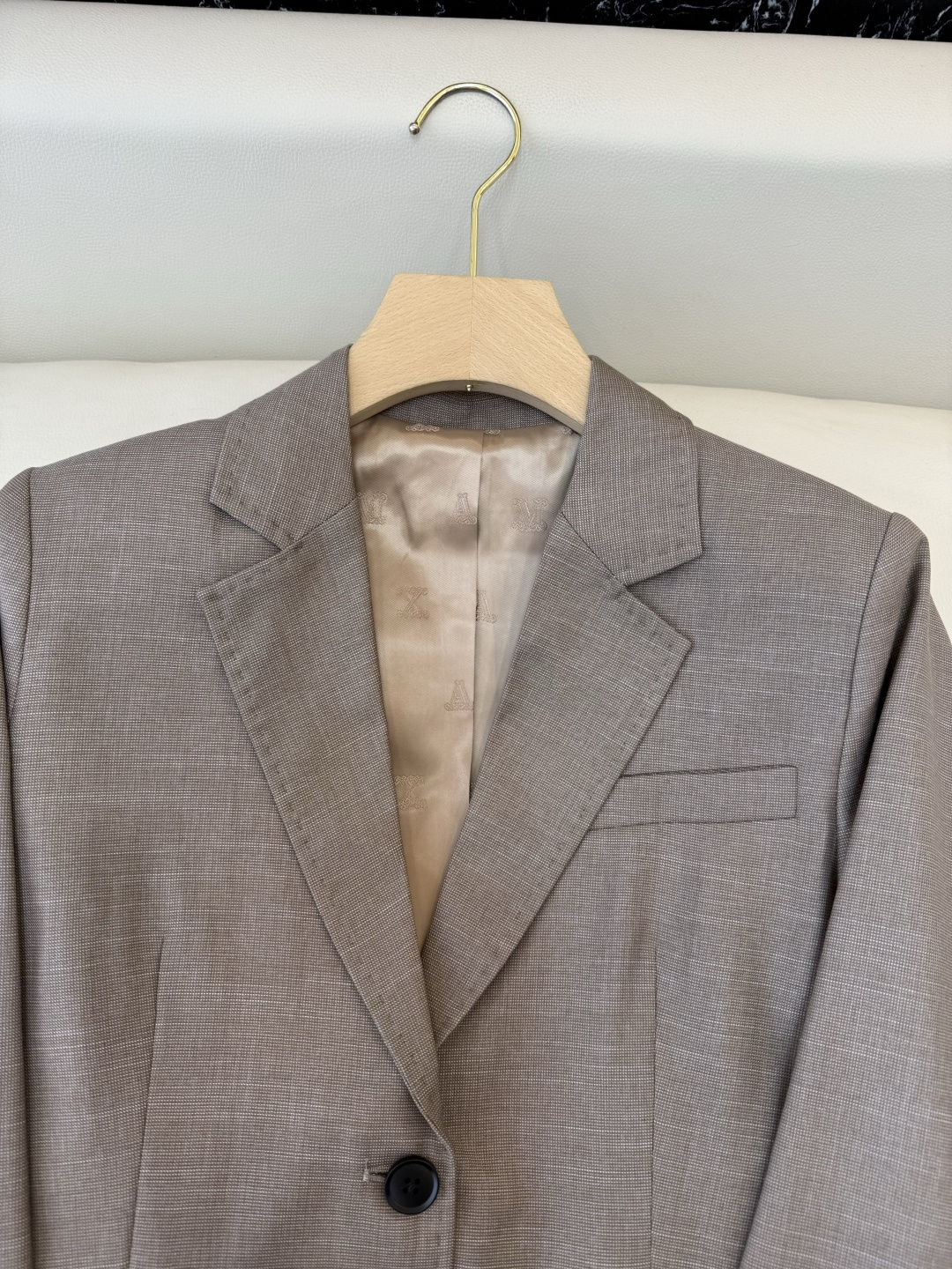 TF101#新款套装🌾Max mara 60% 羊毛 长袖西装外套 ➕长裤 套装 灰蓝色 藕色 36/3