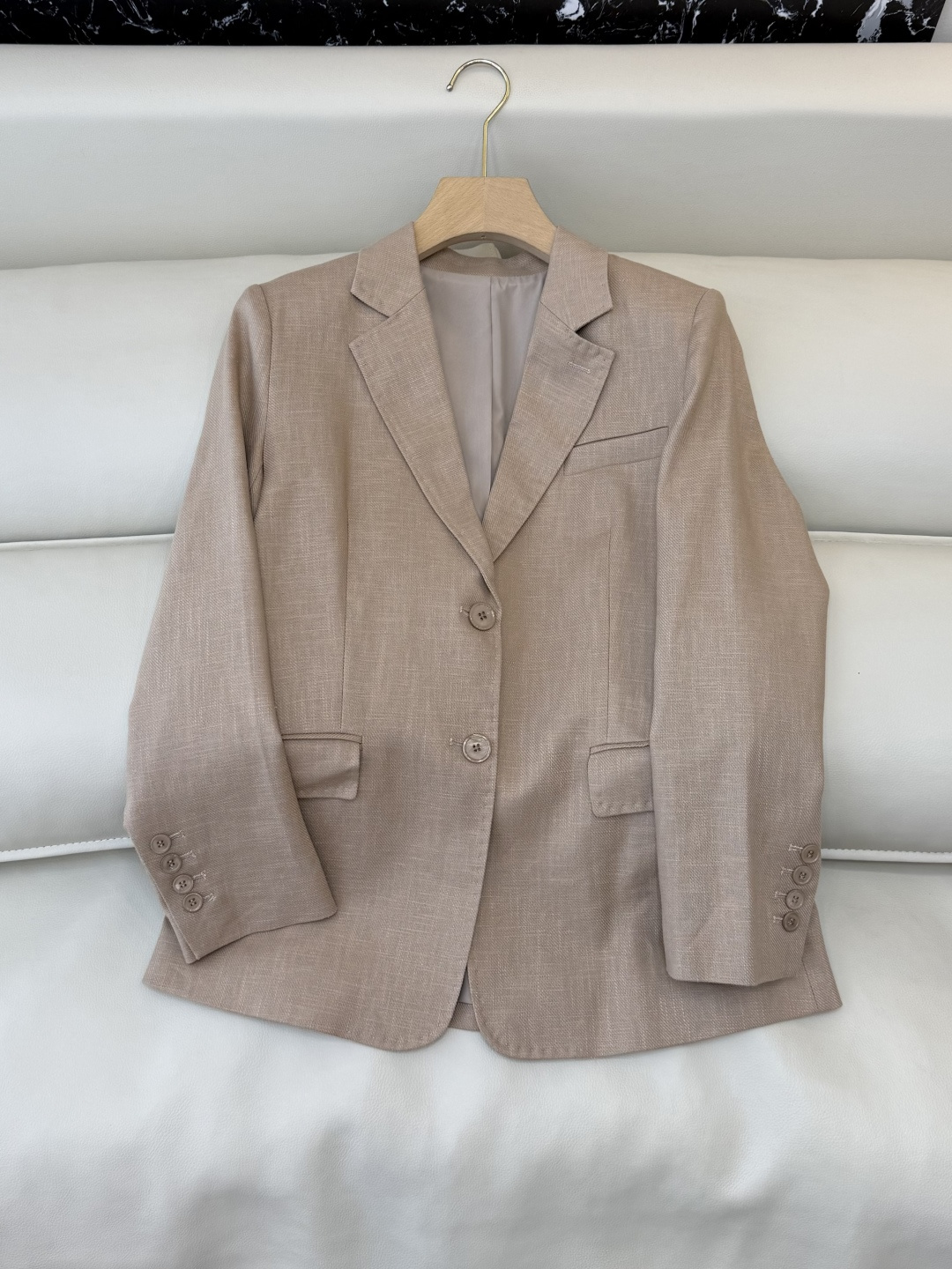 TF102#新款套装🌾BC 85% 亚麻 15% 棉 长袖西装外套 ➕长裤 杏色 36/38/40/42