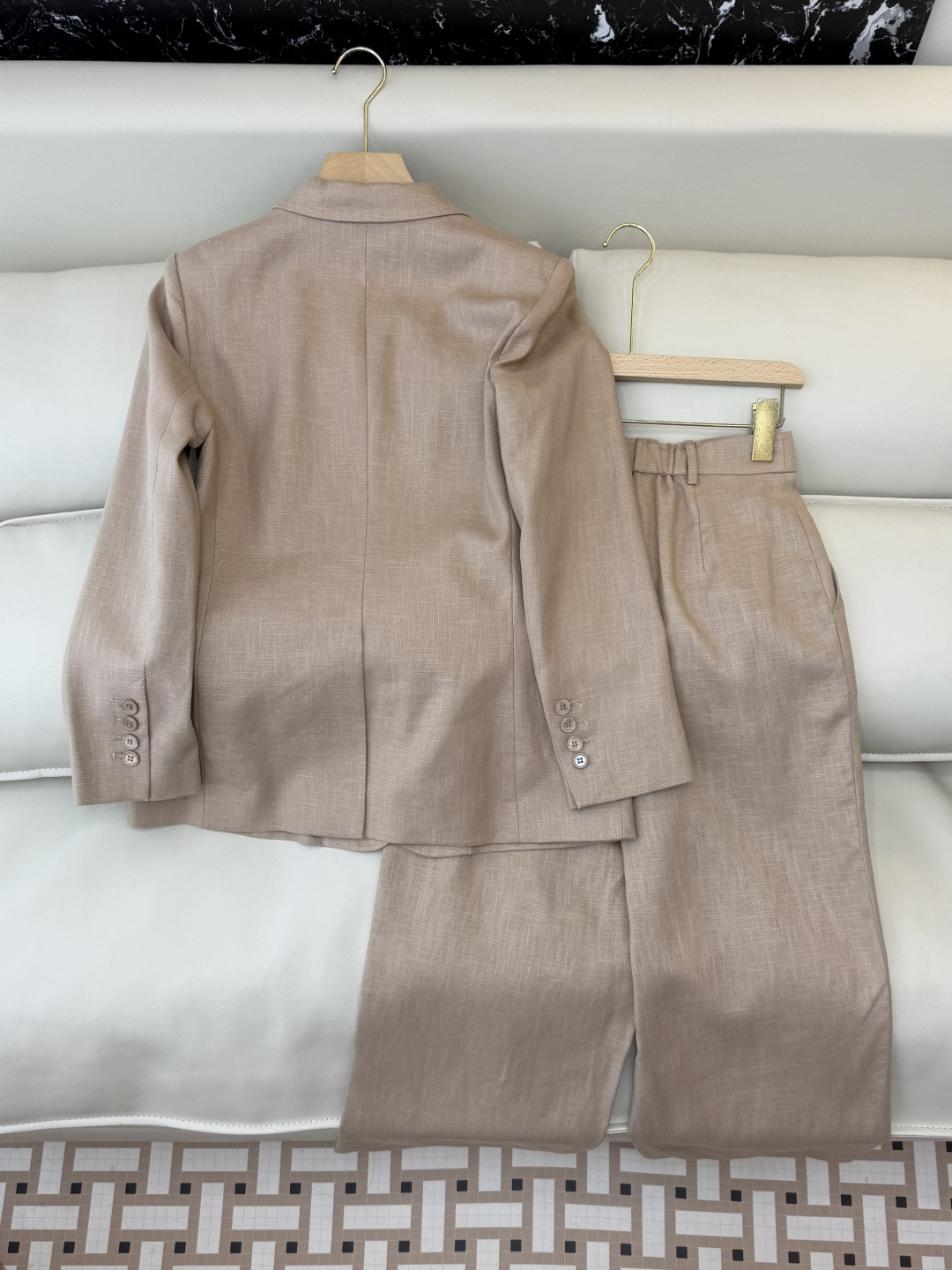 TF102#新款套装🌾BC 85% 亚麻 15% 棉 长袖西装外套 ➕长裤 杏色 36/38/40/42