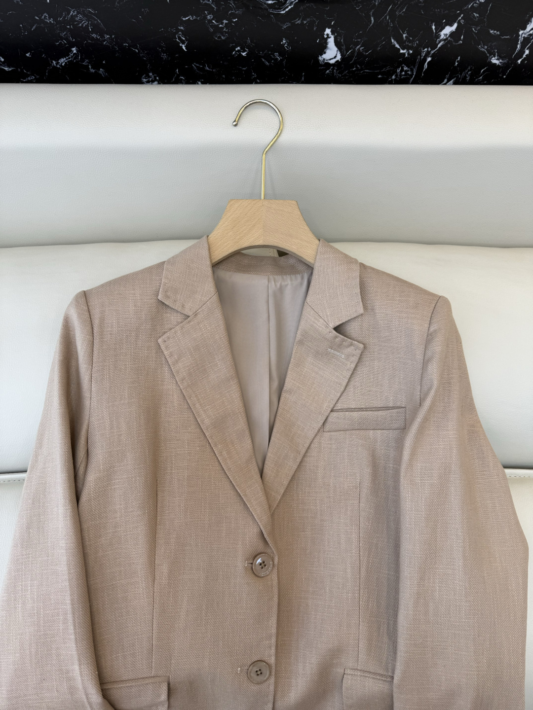 TF102#新款套装🌾BC 85% 亚麻 15% 棉 长袖西装外套 ➕长裤 杏色 36/38/40/42
