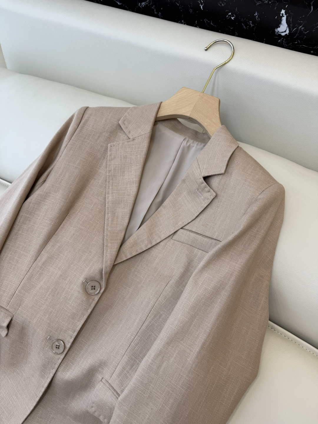 TF102#新款套装🌾BC 85% 亚麻 15% 棉 长袖西装外套 ➕长裤 杏色 36/38/40/42