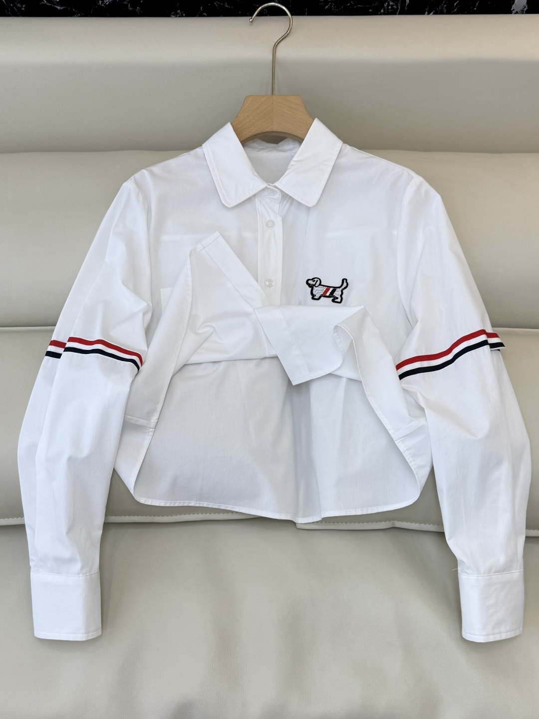 CY099#新款衬衫。TB 绣花 修身长袖 衬衫 白色 蓝色 粉色 SM L