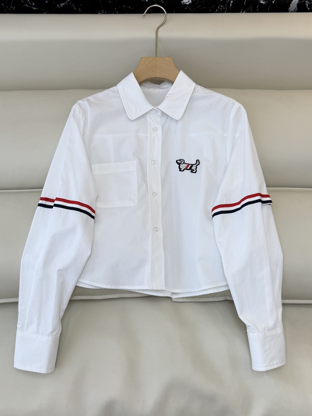 CY099#新款衬衫。TB 绣花 修身长袖 衬衫 白色 蓝色 粉色 SM L