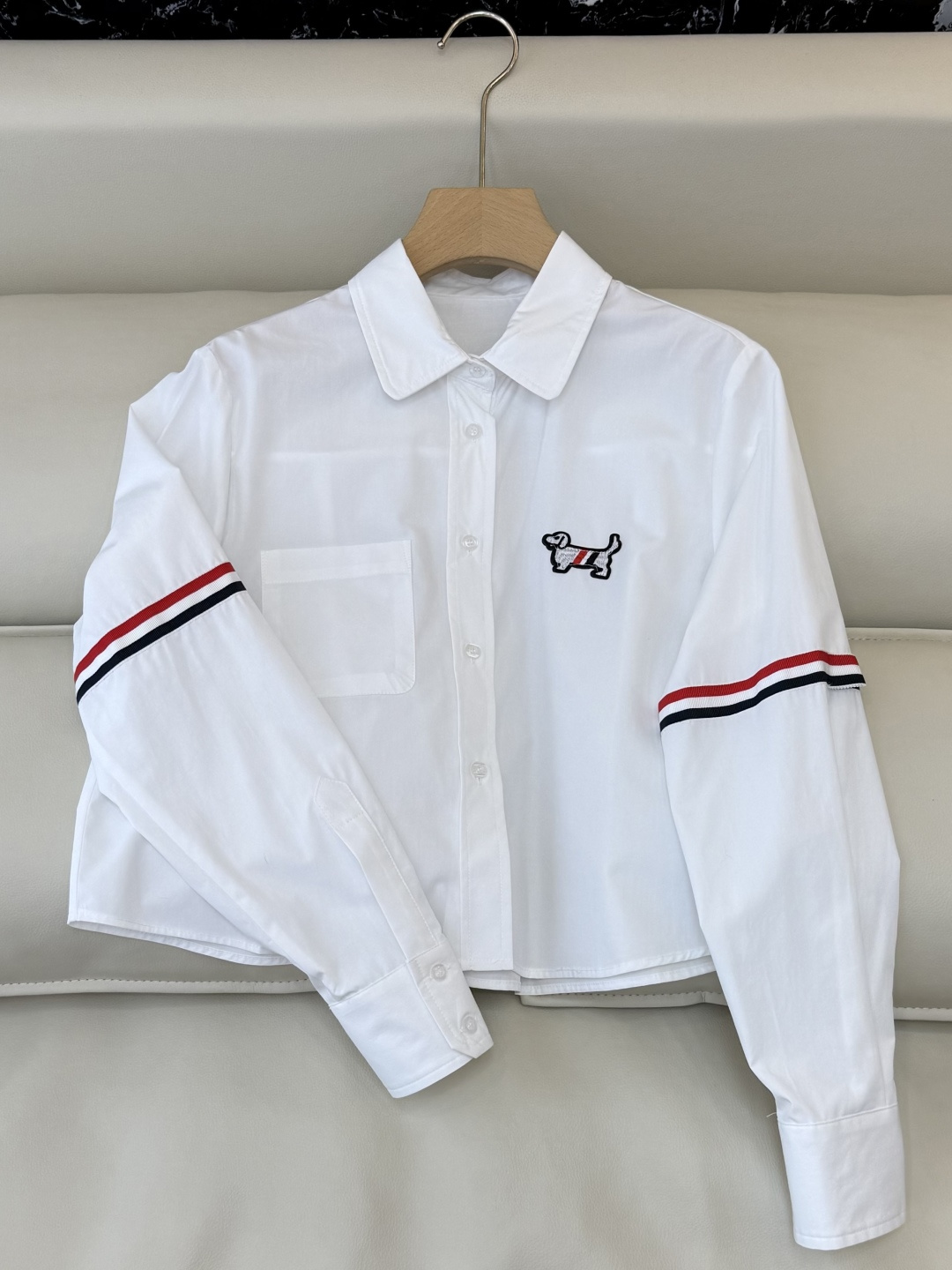 CY099#新款衬衫。TB 绣花 修身长袖 衬衫 白色 蓝色 粉色 SM L