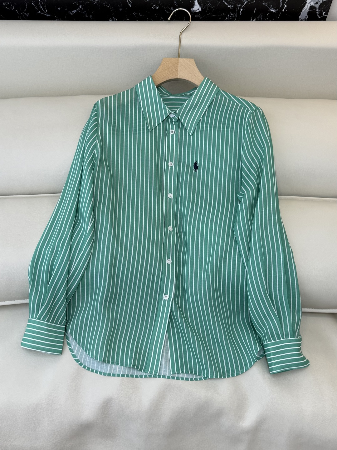 NO:733575,CY093# New Shirt Laurel Lauren Striped Print Slim Long Sleeve Shirt Green Pink SM L,,shirts,19860909CY093#新款衬衫 劳夫劳伦 条纹印花修身长袖 衬衫 绿色 粉色 SM L,,shirts,,Women's clothing